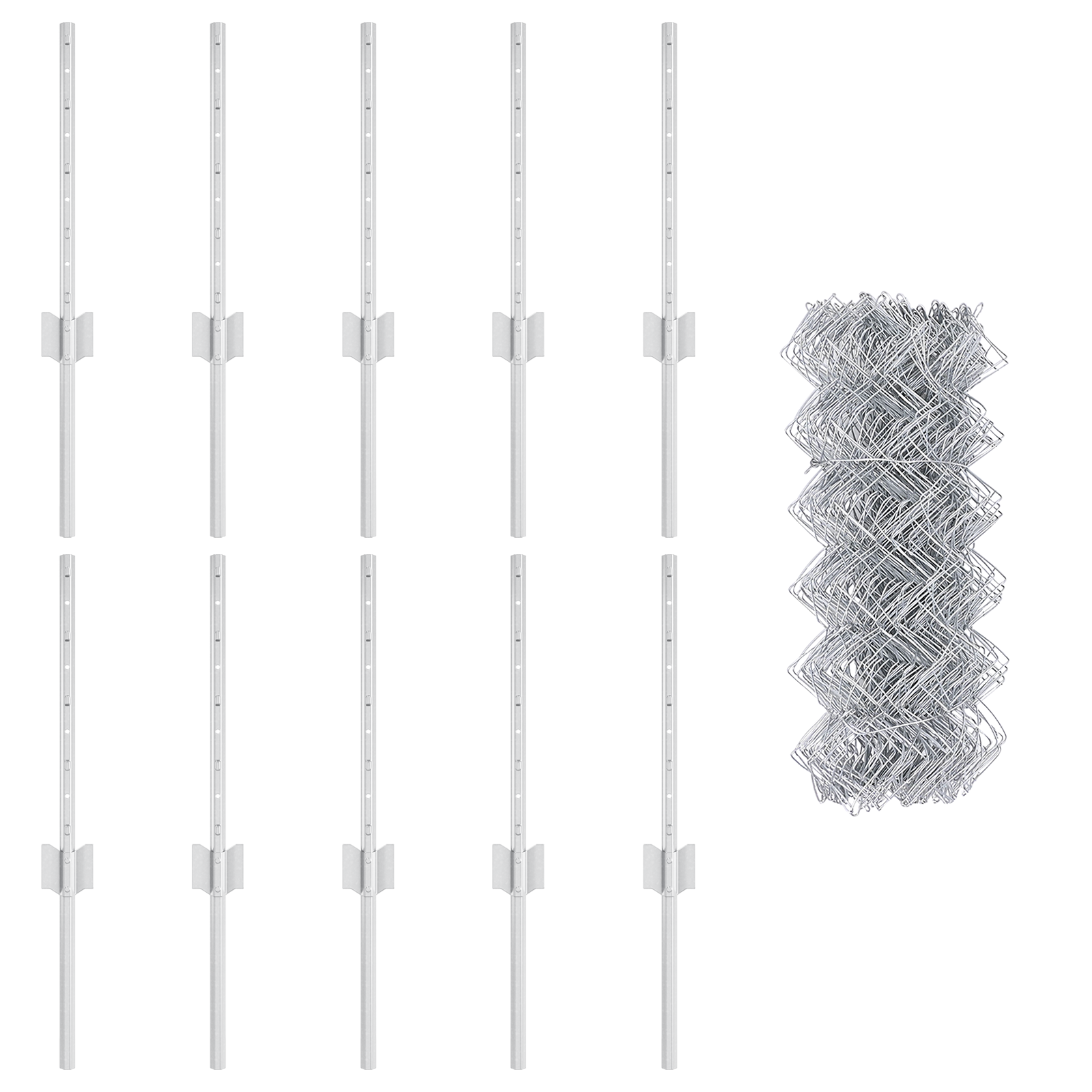 Chain Link Fence with 10 U Posts Silver 0.4x10 m Steel - Image 4