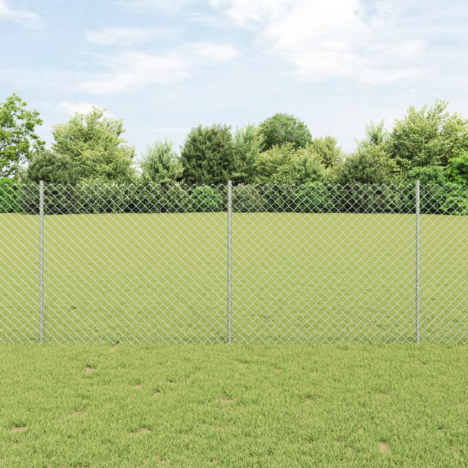 Chain Link Fence with 20 U Posts Silver 1x10 m Steel