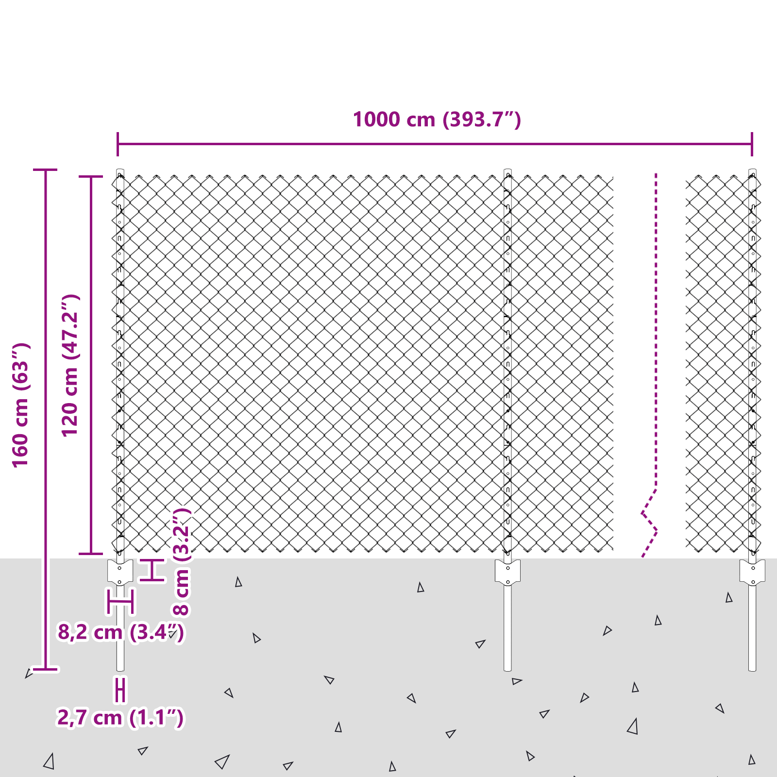 Chain Link Fence with 20 U Posts Silver 1.2x10 m Steel - Image 11