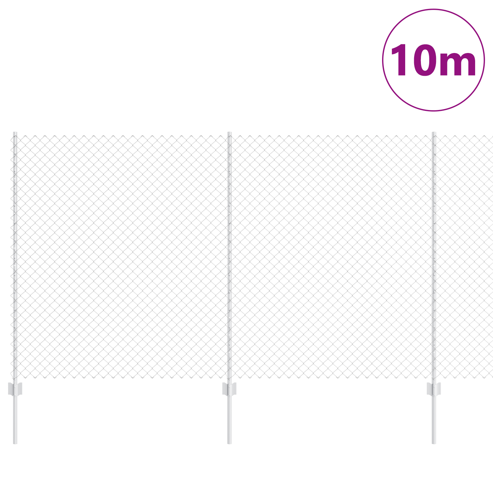 Chain Link Fence with 20 U Posts Silver 1.4x10 m Steel - Image 3