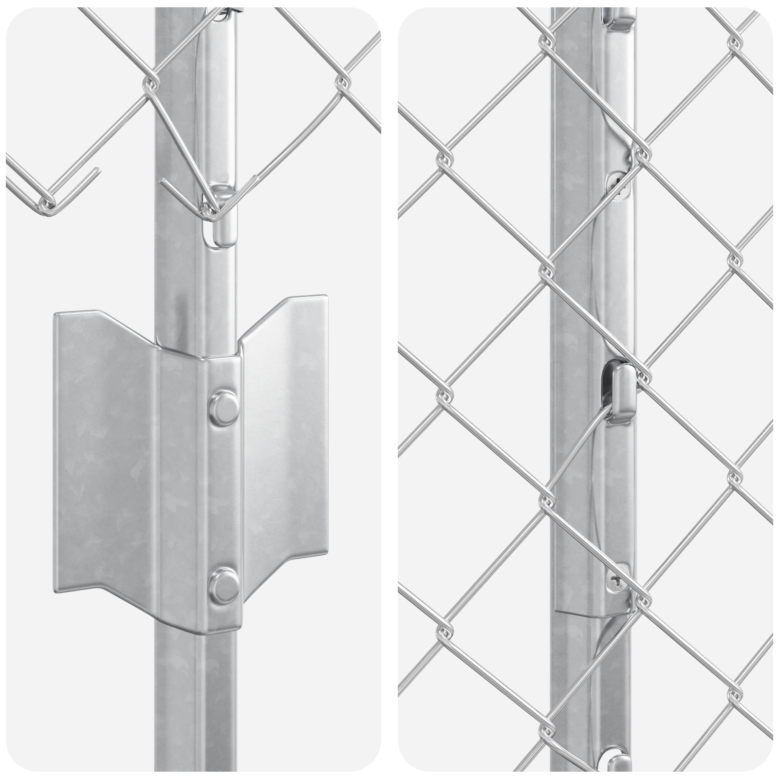 Chain Link Fence with 20 U Posts Silver 1.6x10 m Steel - Image 6