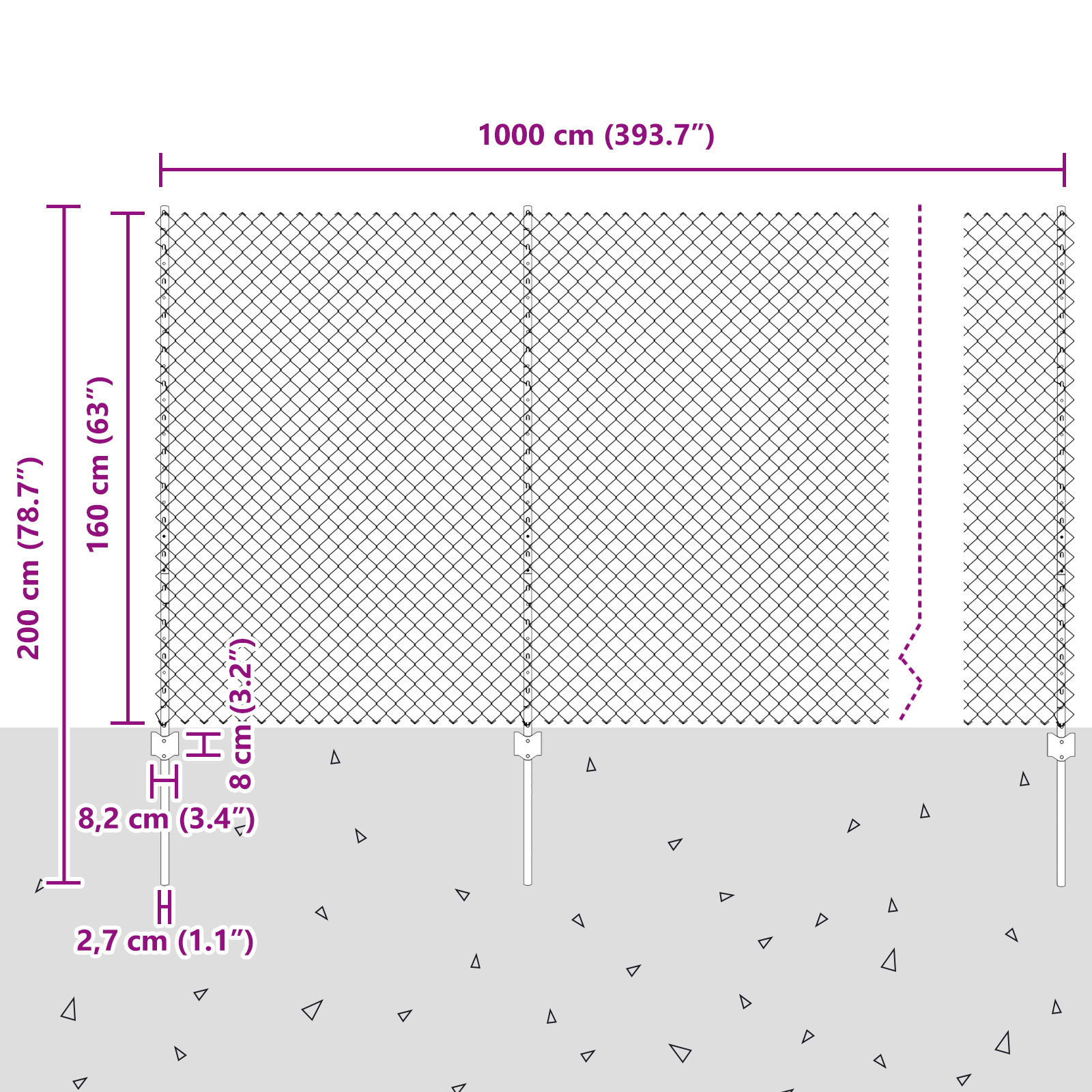 Chain Link Fence with 20 U Posts Silver 1.6x10 m Steel - Image 10