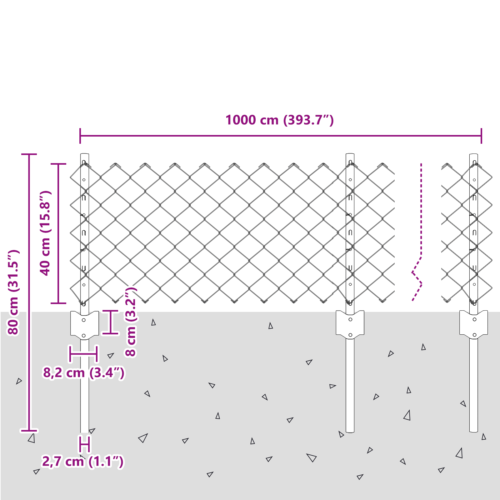 Chain Link Fence with 10 U Posts Silver 0.4x10 m Steel - Image 10