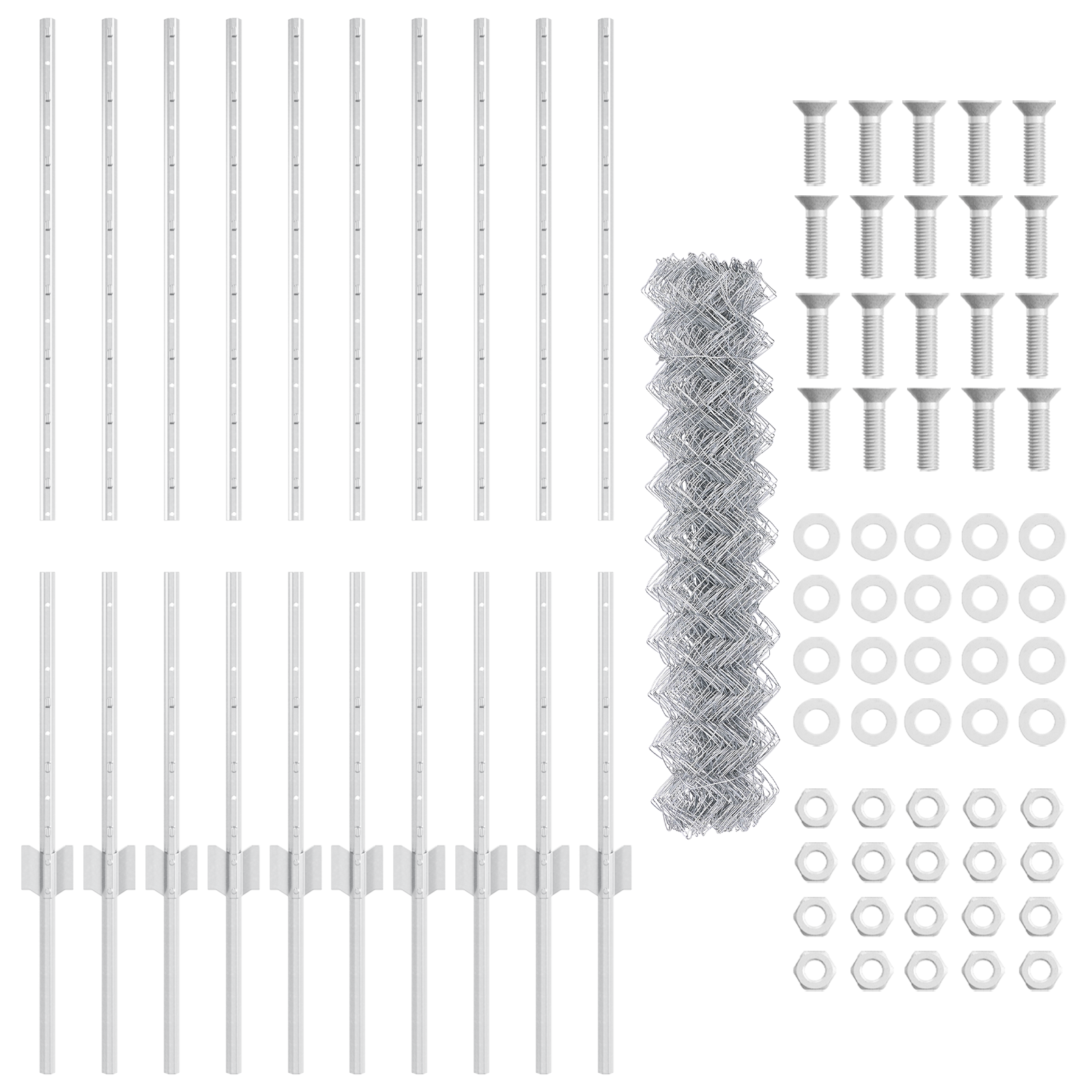 Chain Link Fence with 20 U Posts Silver 1x10 m Steel - Image 4