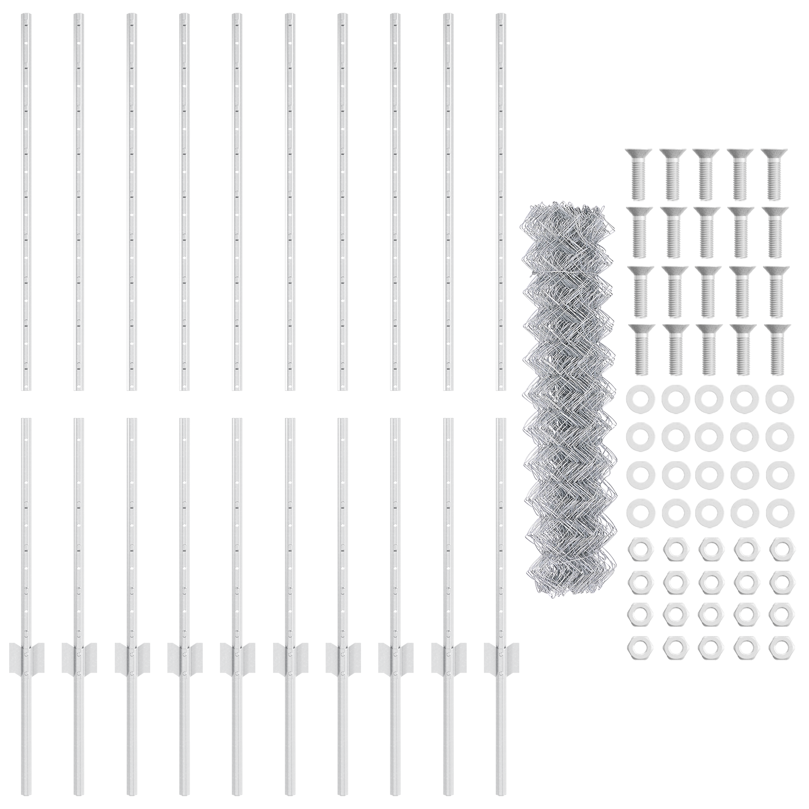 Chain Link Fence with 20 U Posts Silver 1.2x10 m Steel - Image 4
