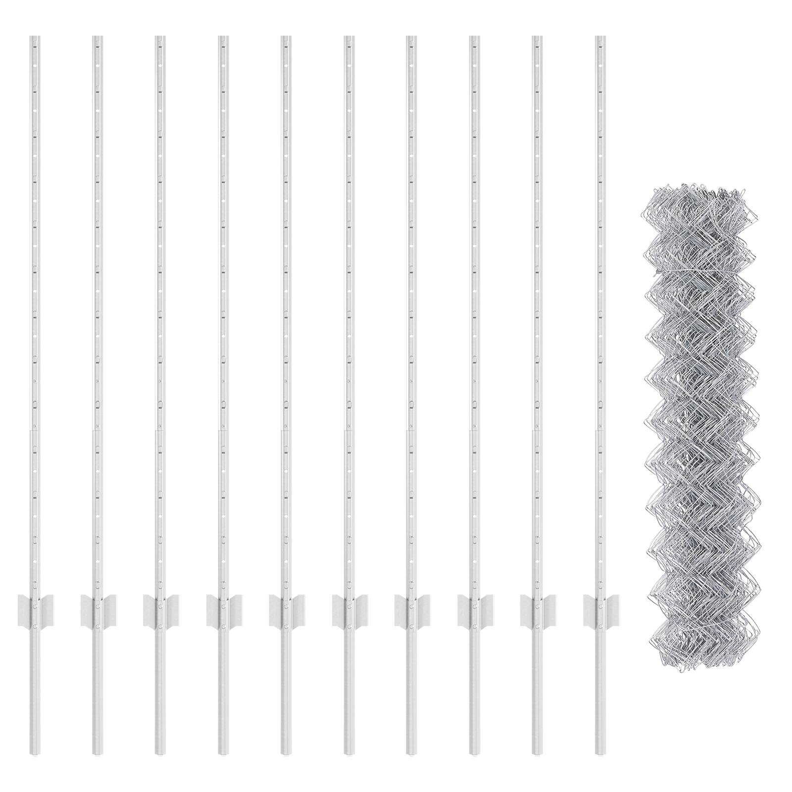 Chain Link Fence with 20 U Posts Silver 1.2x10 m Steel - Image 5