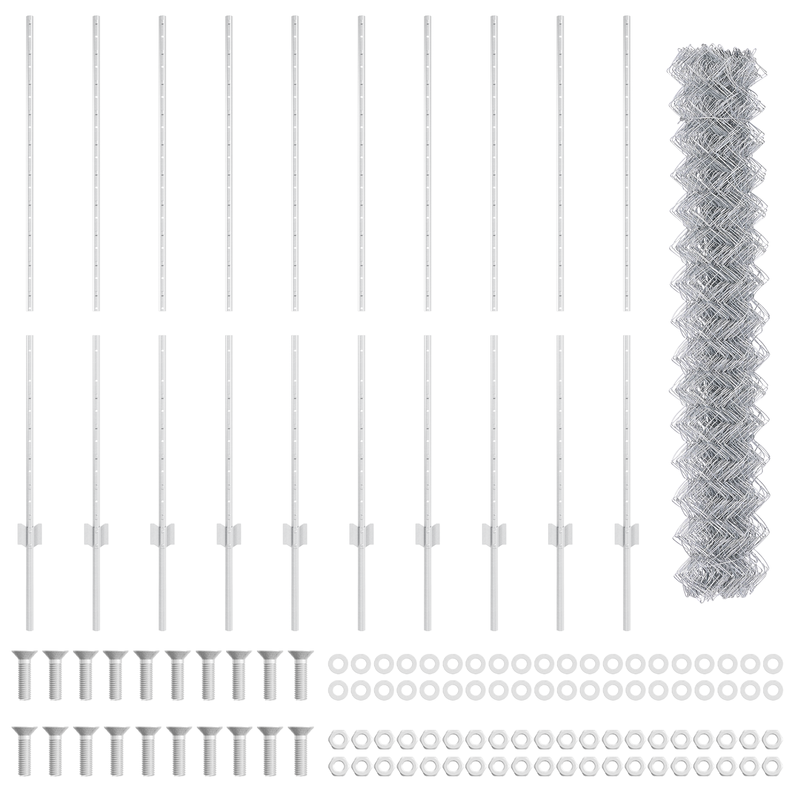 Chain Link Fence with 20 U Posts Silver 1.4x10 m Steel - Image 4