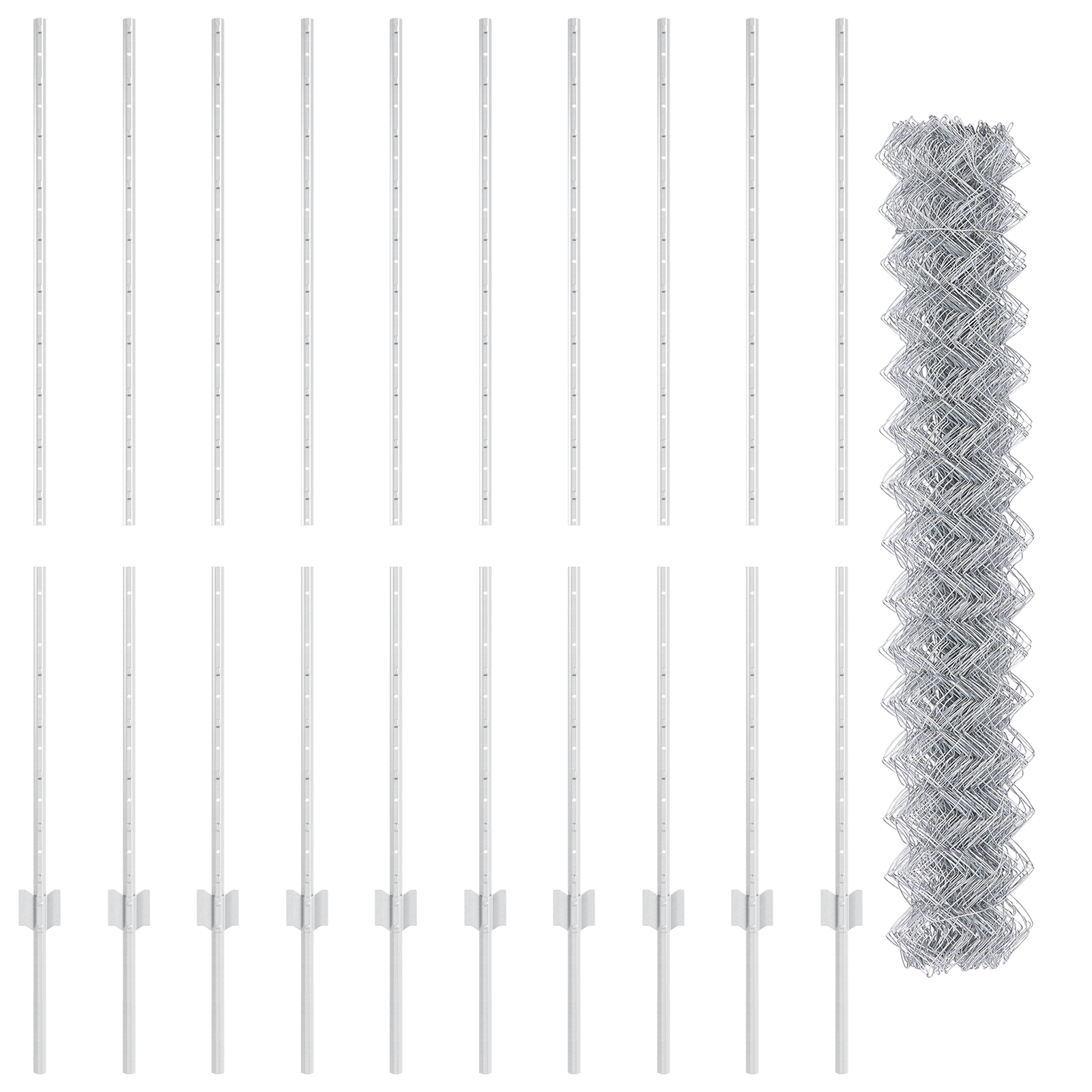Chain Link Fence with 20 U Posts Silver 1.4x10 m Steel - Image 5