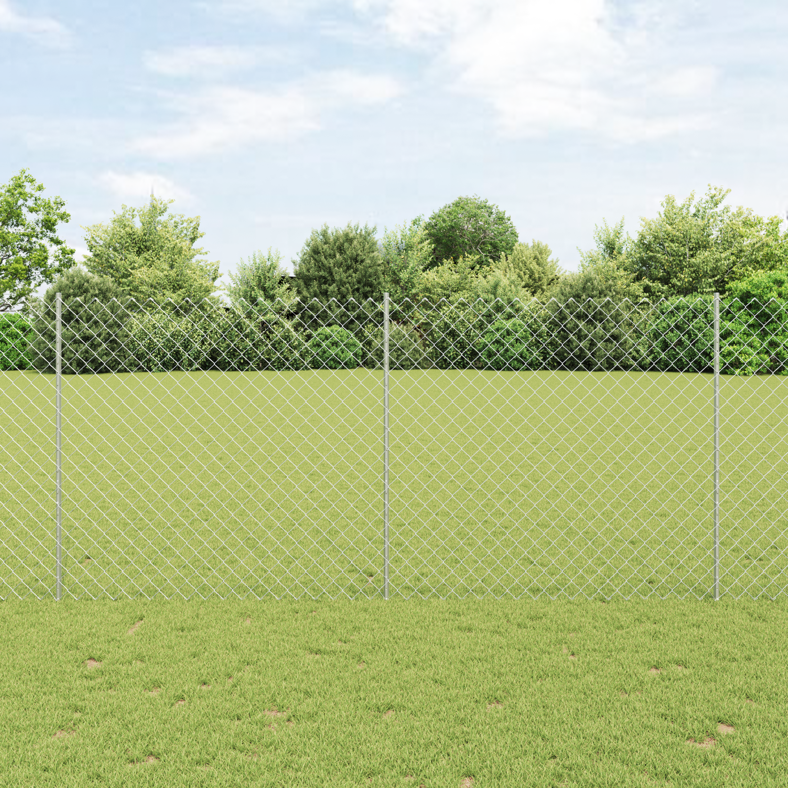 Chain Link Fence with 20 U Posts Silver 1.4x10 m Steel
