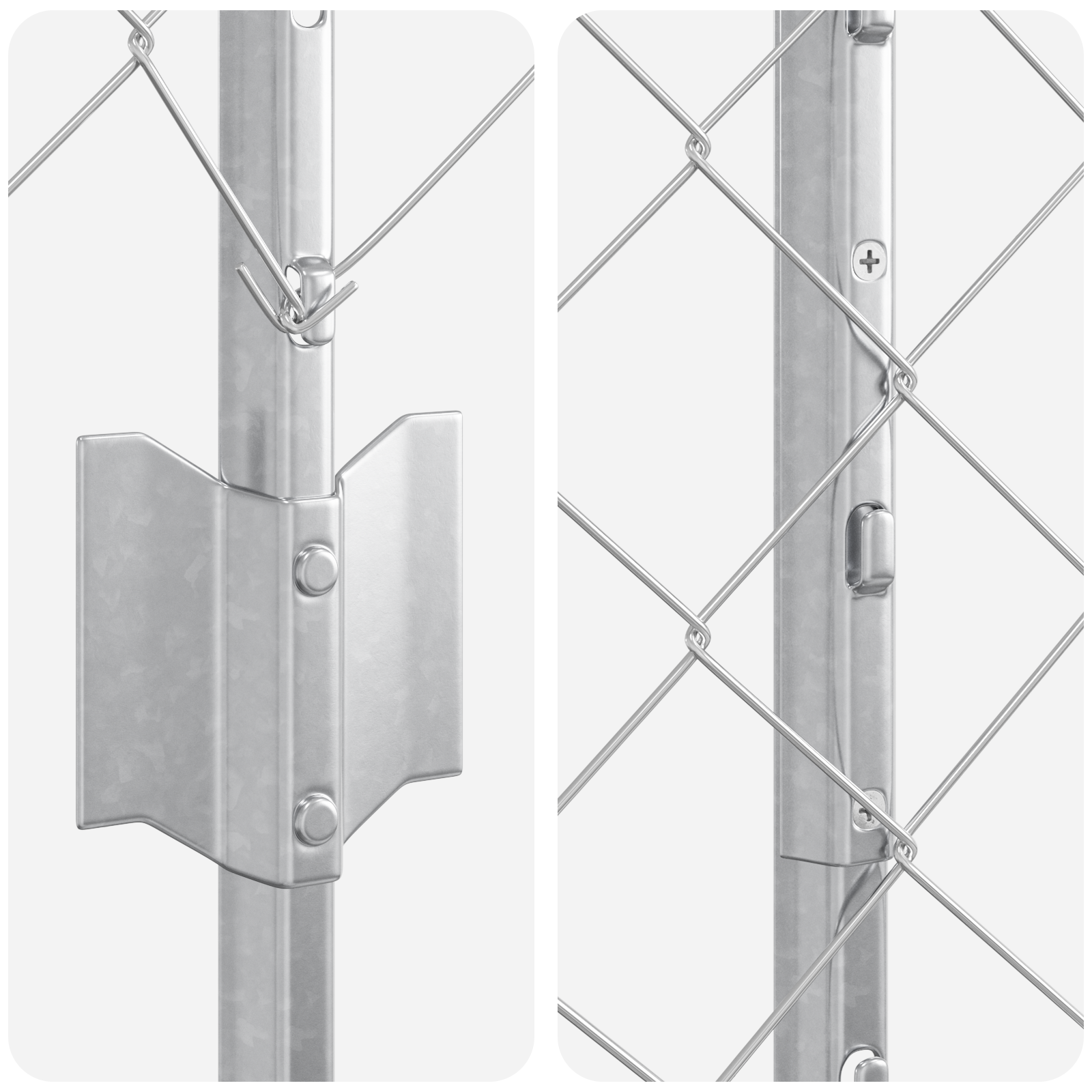 Chain Link Fence with 20 U Posts Silver 1.6x10 m Steel - Image 7