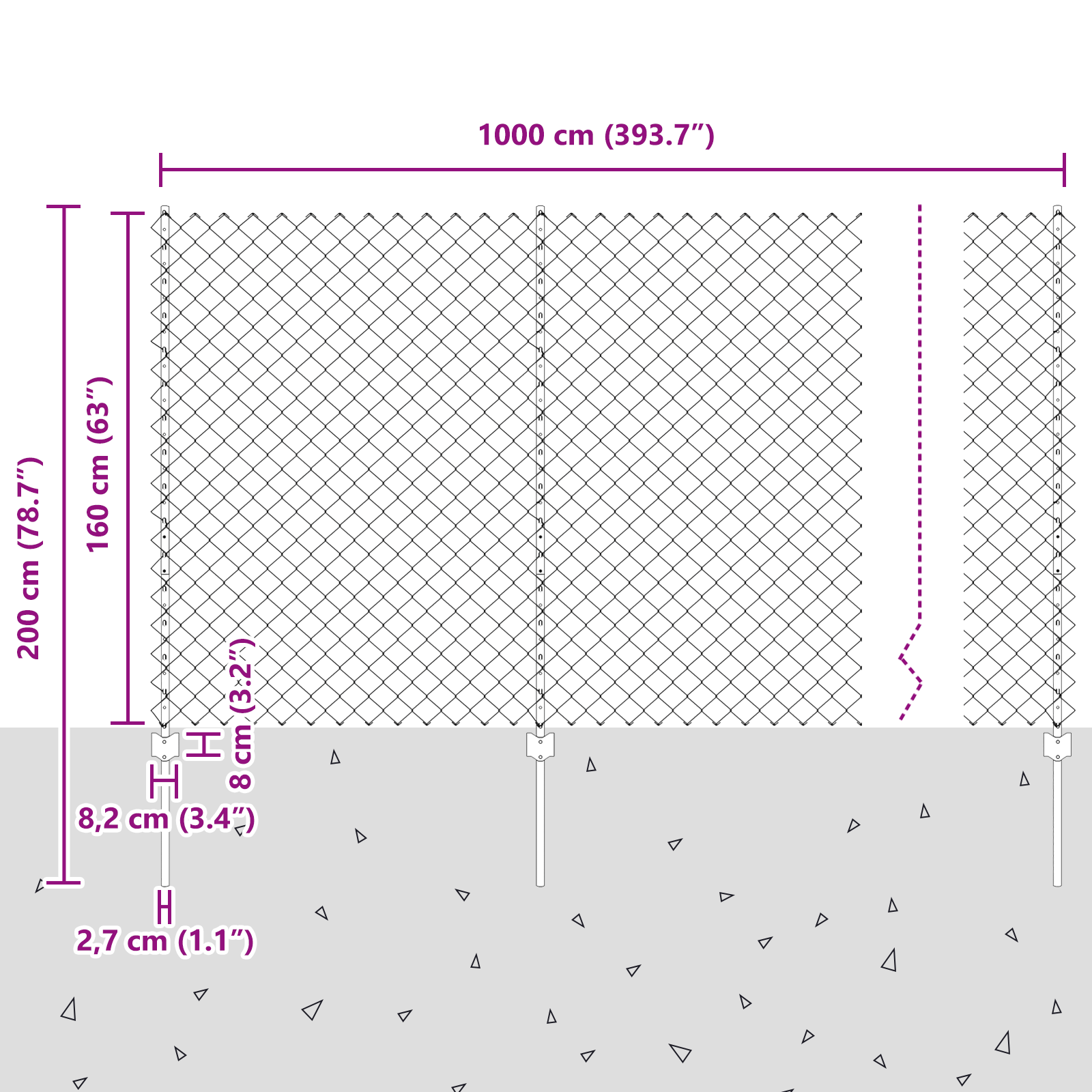 Chain Link Fence with 20 U Posts Silver 1.6x10 m Steel - Image 11