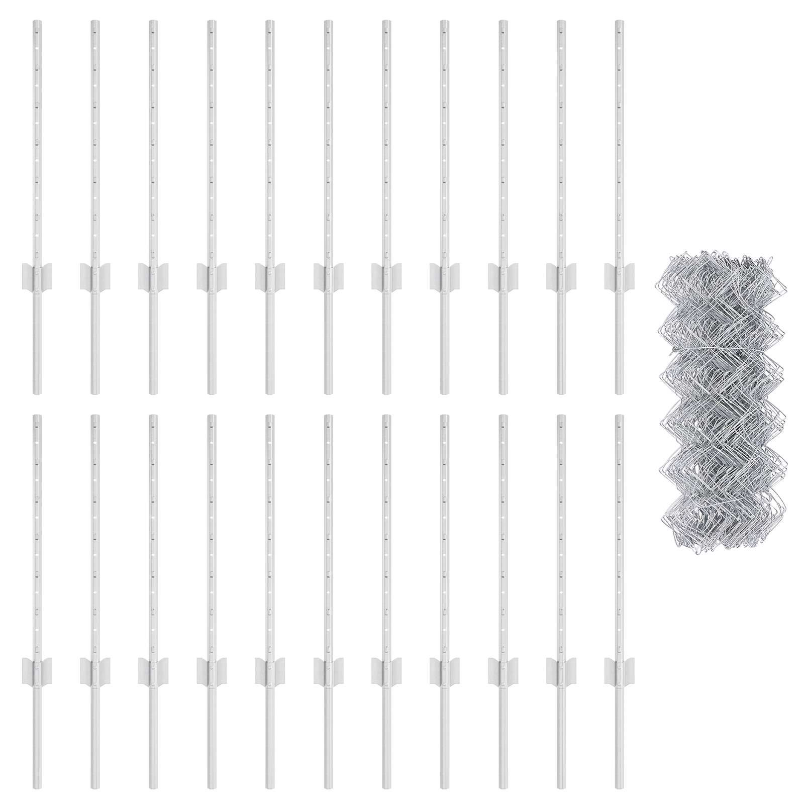 Chain Link Fence with 22 U Posts Silver 0.6x25 m Steel - Image 4