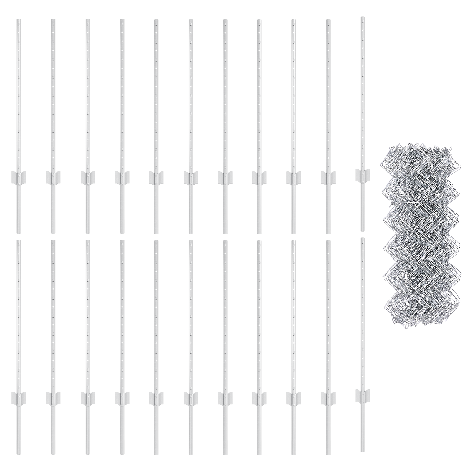 Chain Link Fence with 22 U Posts Silver 0,8x25 m Steel - Image 4