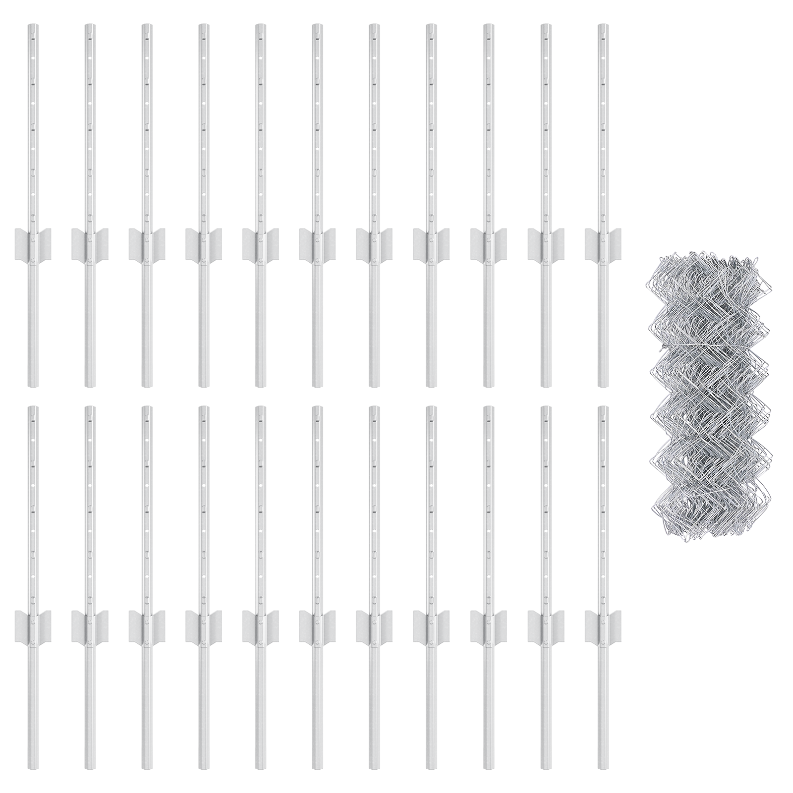 Chain Link Fence with 22 U Posts Silver 0.4x25 m Steel - Image 4