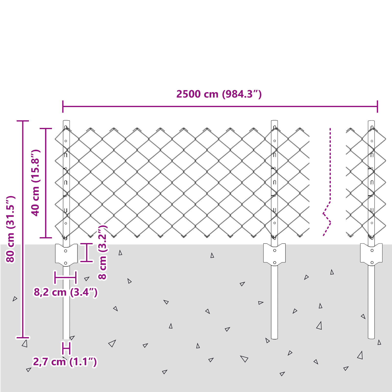 Chain Link Fence with 22 U Posts Silver 0.4x25 m Steel - Image 10