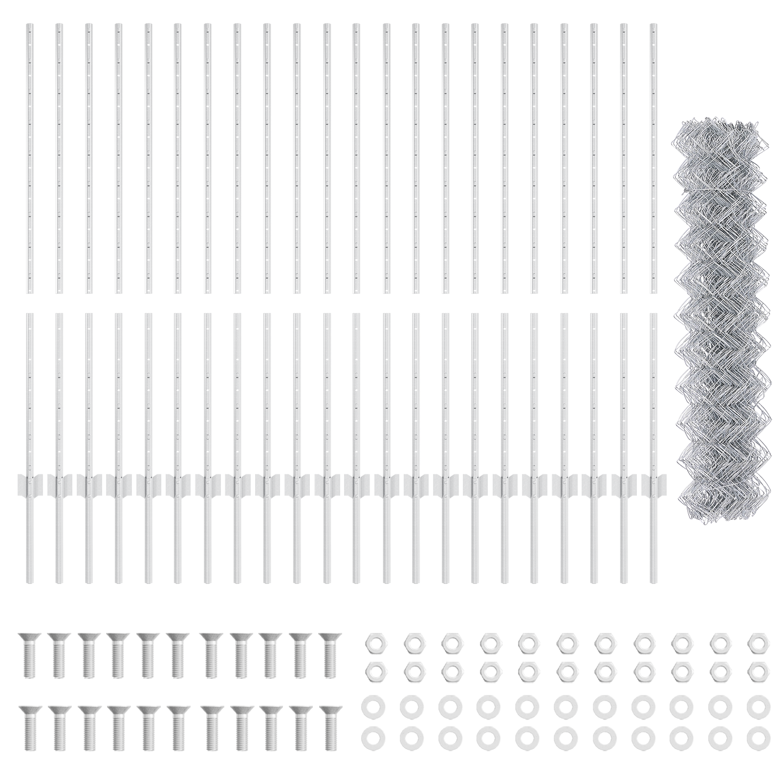 Chain Link Fence with 44 U Posts Silver 1.2m x 25m Steel - Image 4