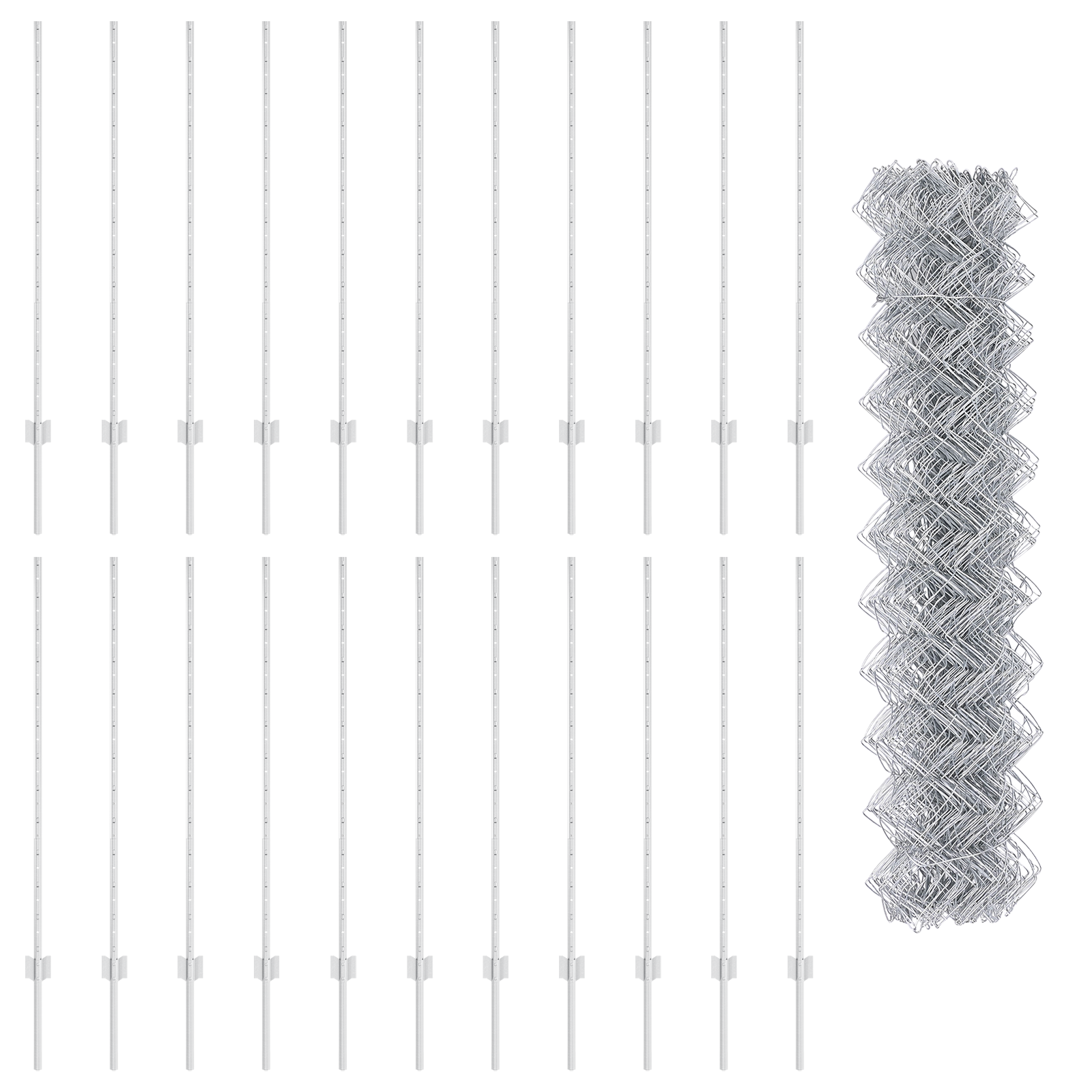 Chain Link Fence with 44 U Posts Silver 1.2m x 25m Steel - Image 5