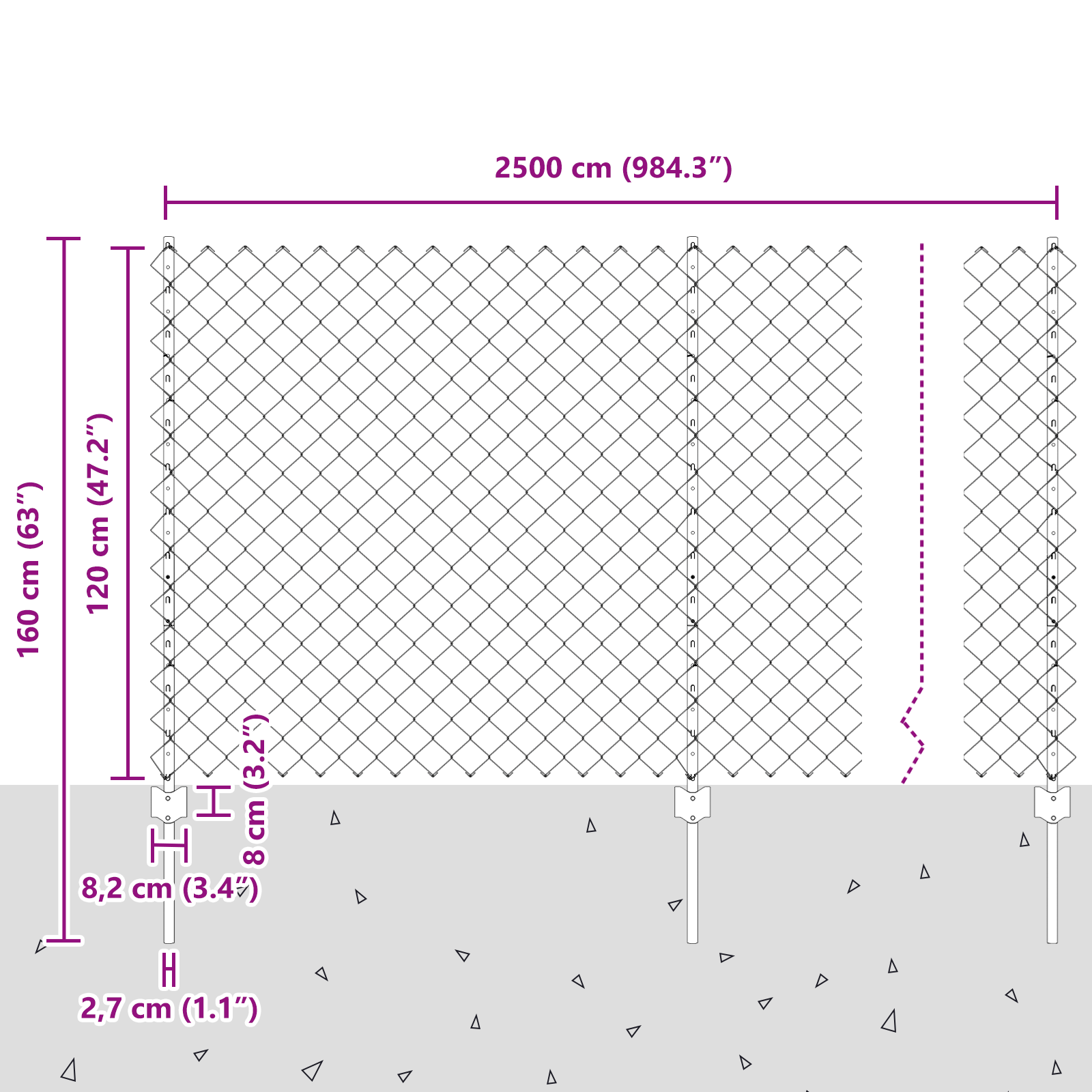 Chain Link Fence with 44 U Posts Silver 1.2m x 25m Steel - Image 11