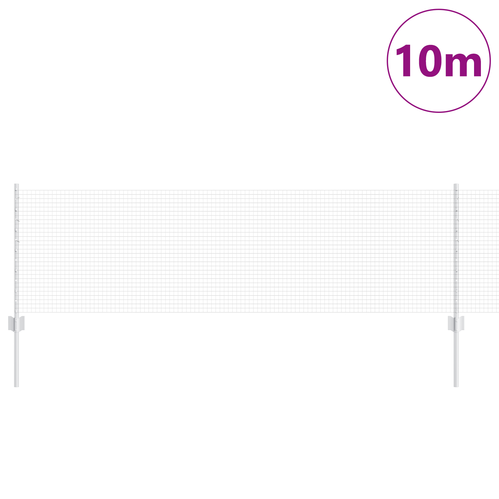 Welded Wire Fence with 5 U Posts Silver 0.6x10 m Steel - Image 3