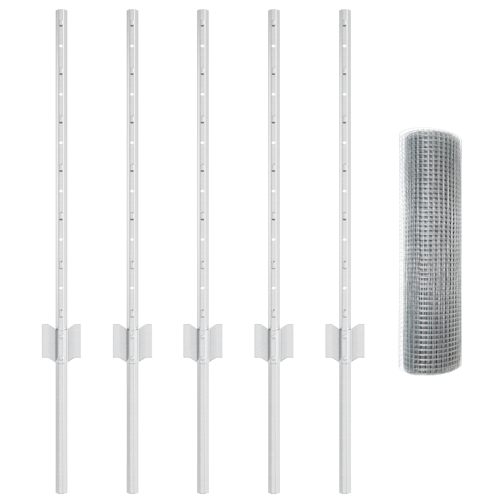 Welded Wire Fence with 5 U Posts Silver 0.6x10 m Steel - Image 4