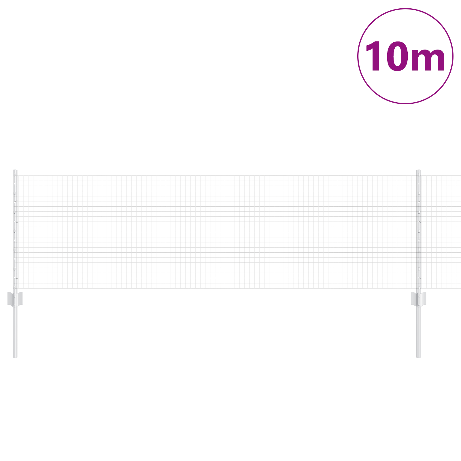 Welded Wire Fence with 5 U Posts Silver 0.6x10 m Steel - Image 3