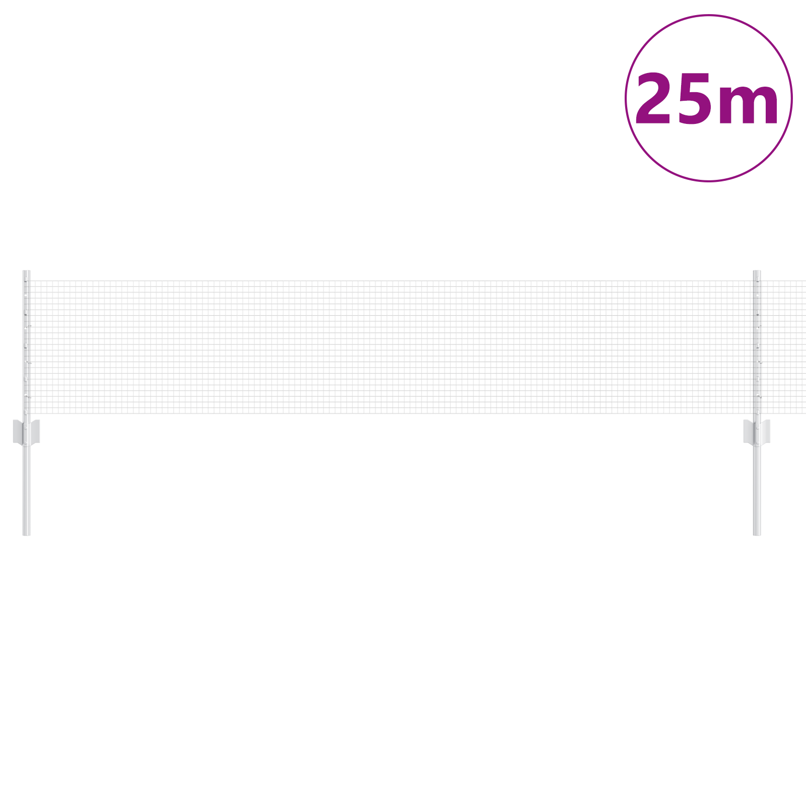 Thumbnail - vidaXL Feuerverzinkter Drahtzaun mit 11 U-Posts Silber 0,4x25 m Stahl