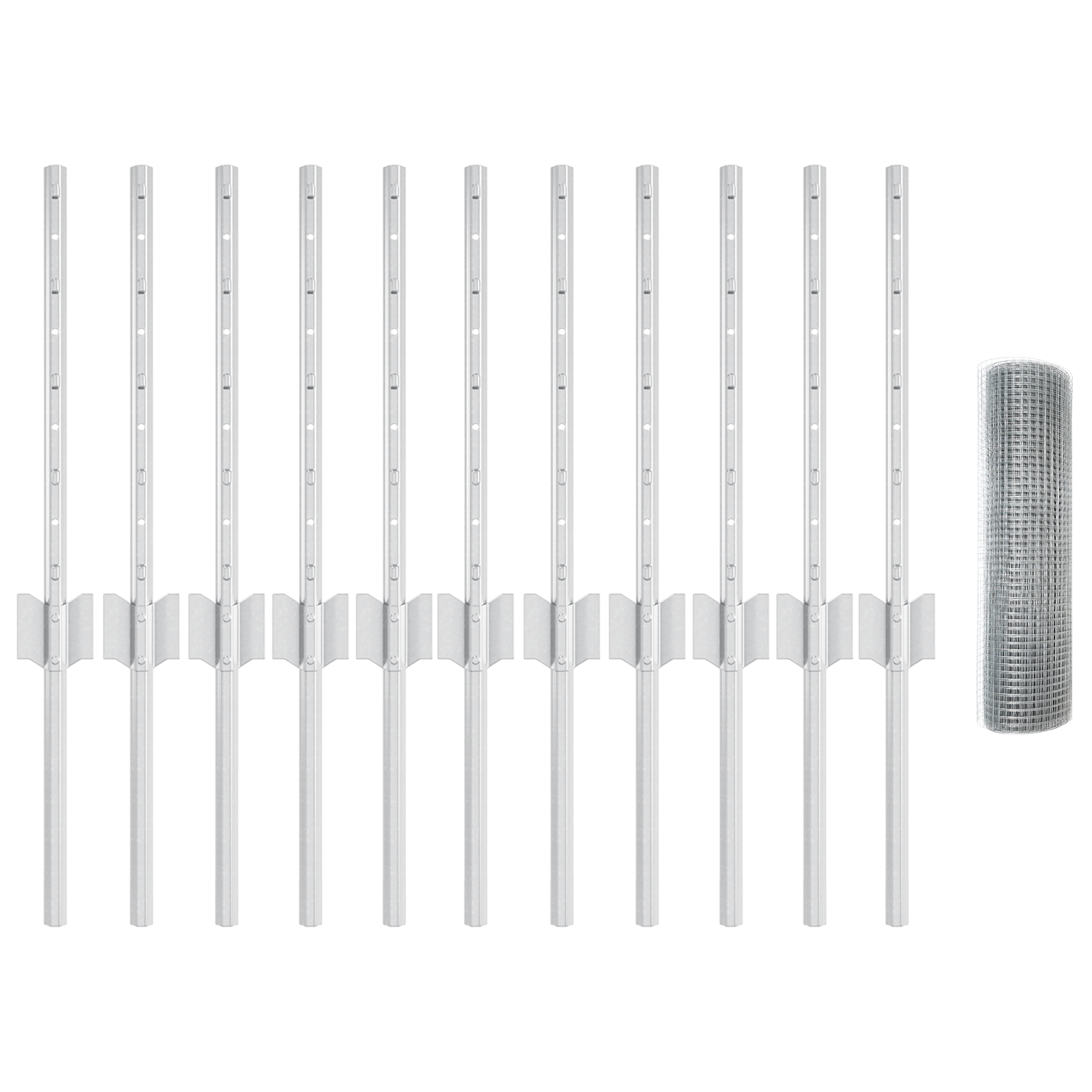 Welded Wire Fence with 11 U Posts Silver 0.4x25 m Steel - Image 4