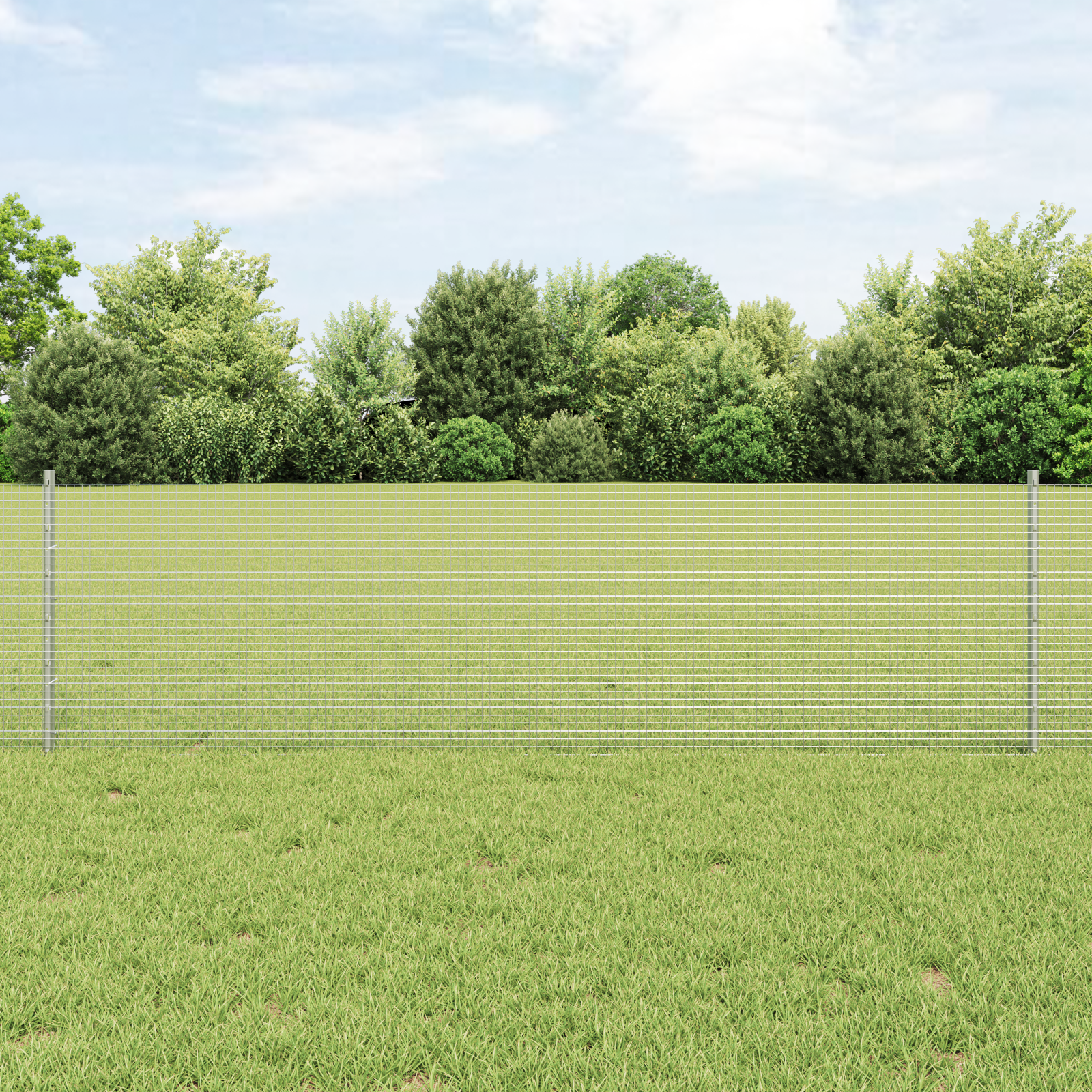 Welded Wire Fence with 5 U Posts Silver 0.6x25 m Steel