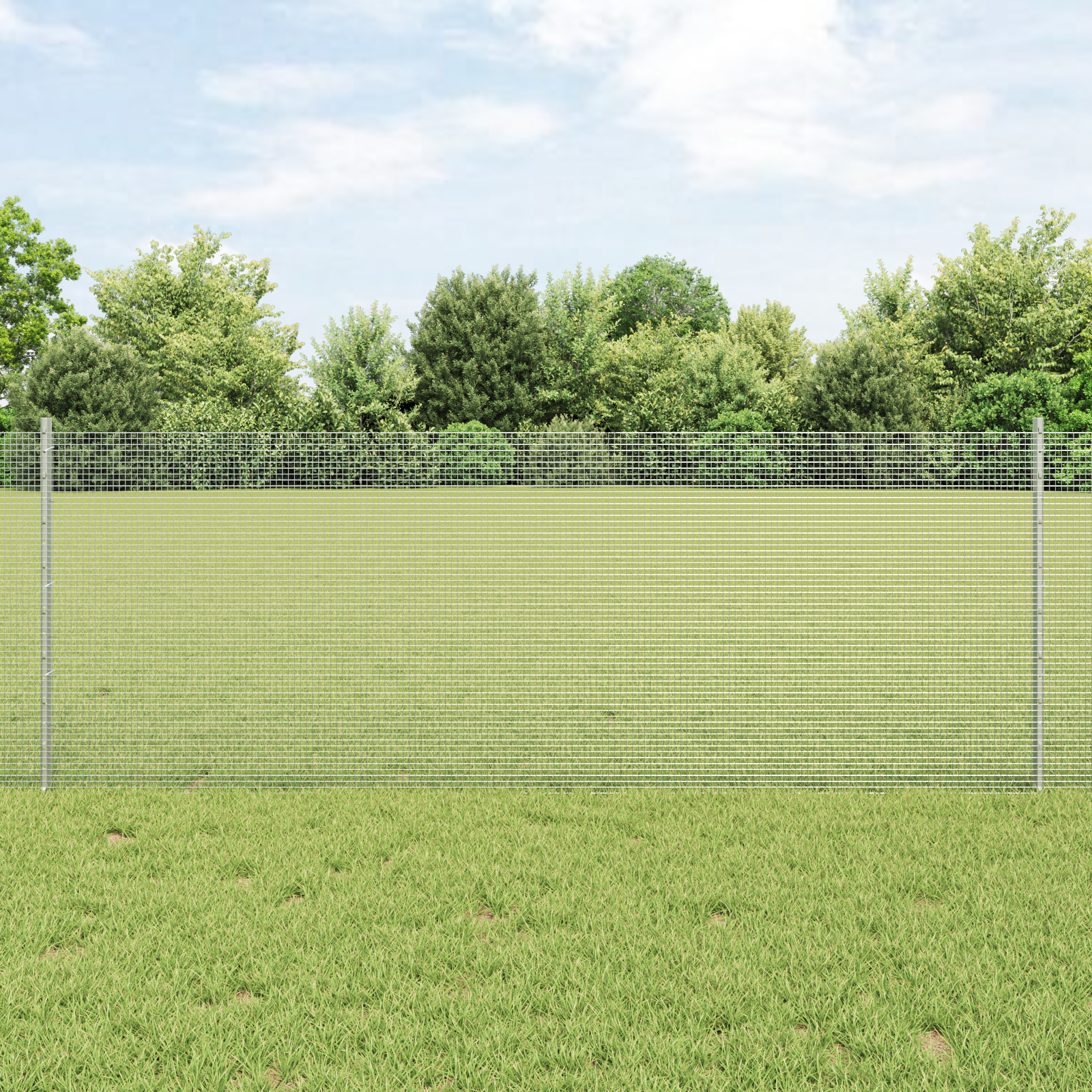 Welded Wire Fence with 11 U Posts Silver 0.8x25 m Steel