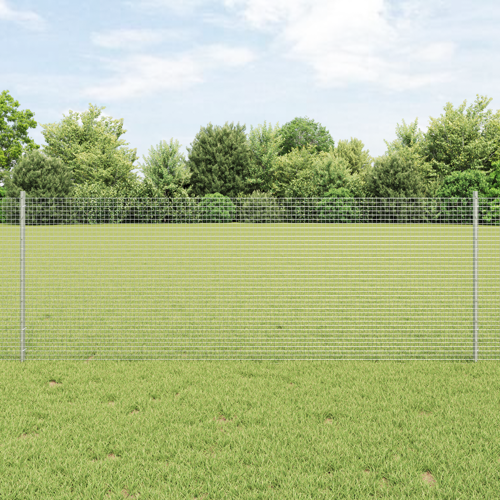 Welded Wire Fence with 11 U Posts Silver 0.8x25 m Steel