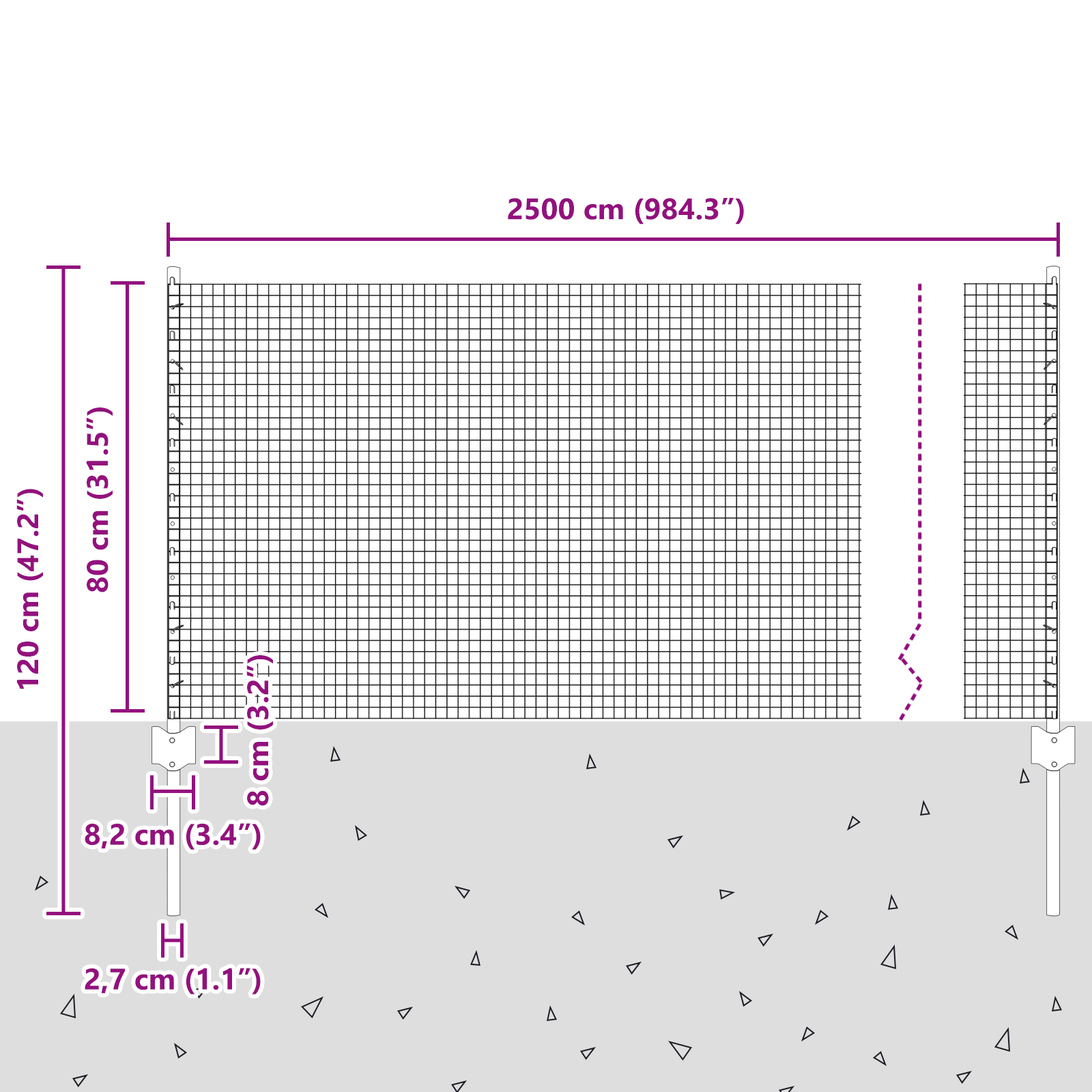 Welded Wire Fence with 11 U Posts Silver 0.8x25 m Steel - Image 10