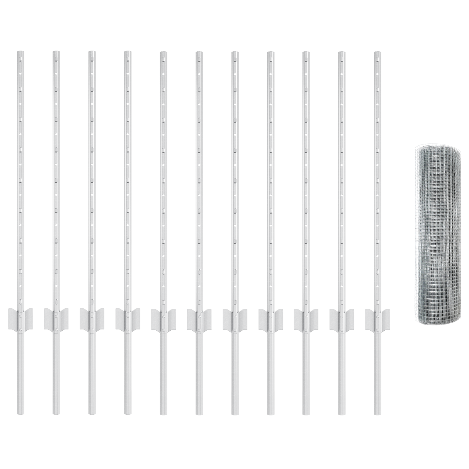 Welded Wire Fence with 11 U Posts Silver 0.8x25 m Steel - Image 4