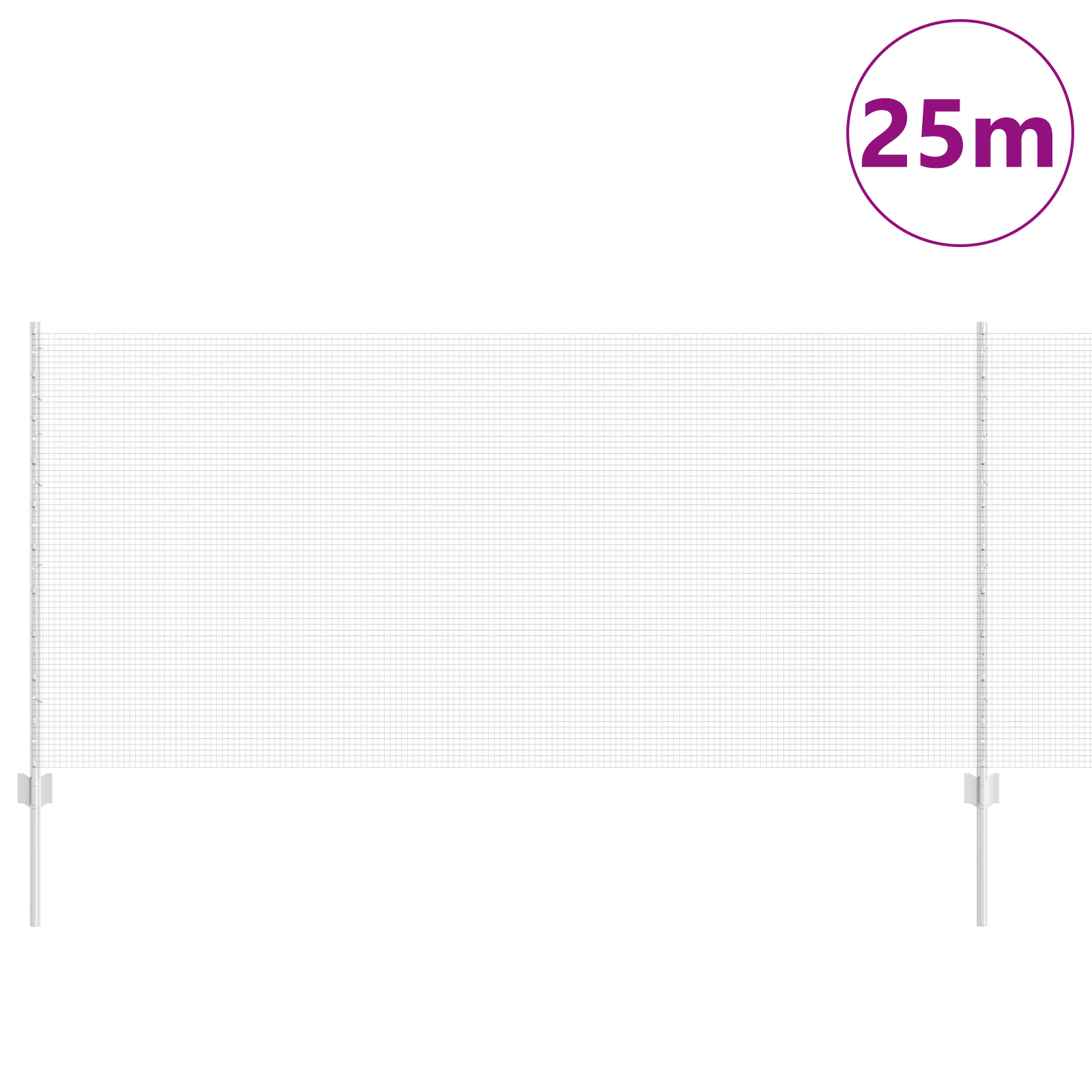 Welded Wire Fence with 22 U Posts Silver 1x25 m Steel - Image 3