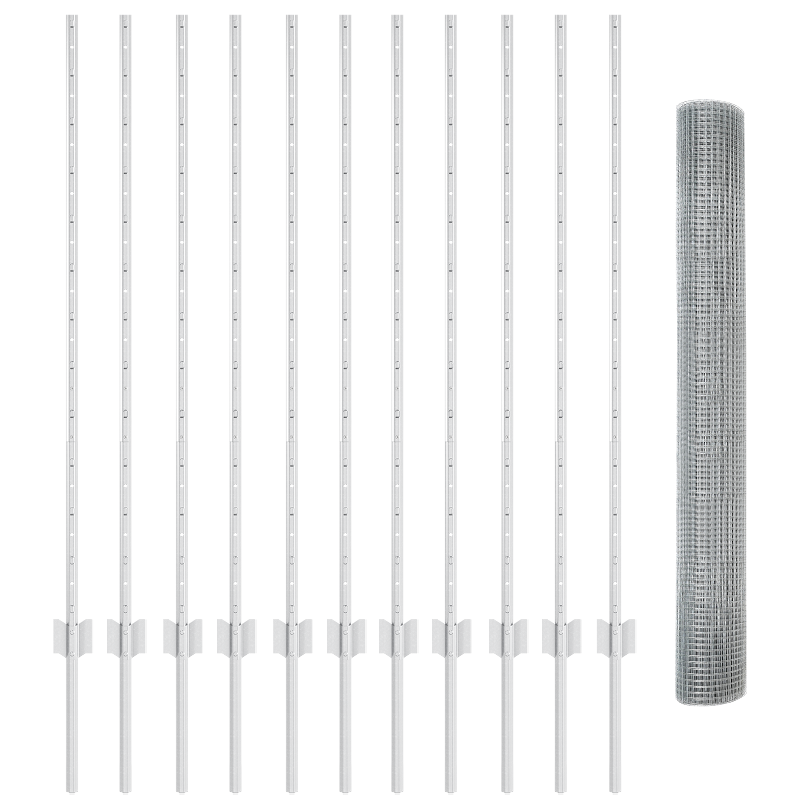 Welded Wire Fence with 22 U Posts Silver 1.2x25 m Steel - Image 4