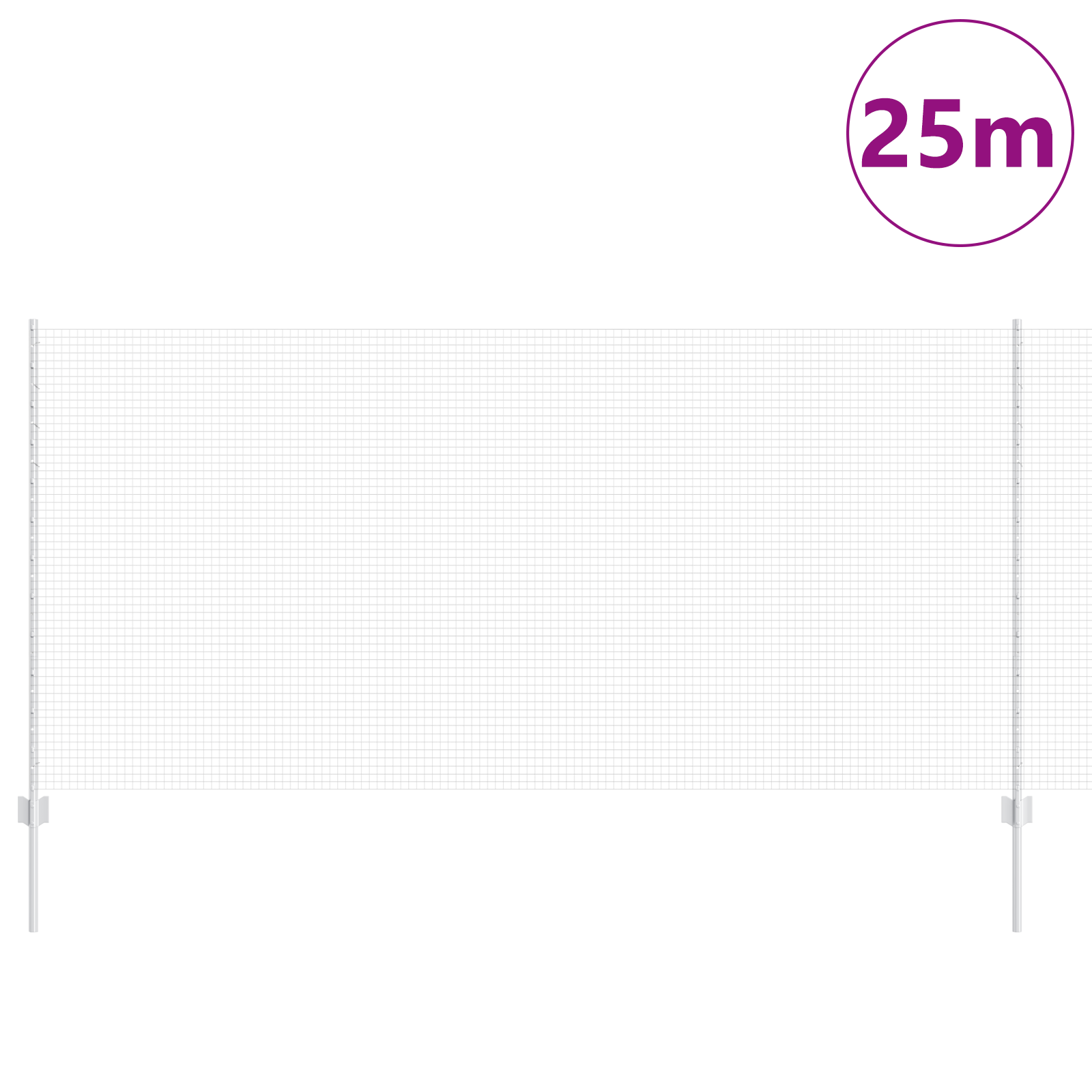 Welded Wire Fence with 22 U Posts Silver 1.2x25 m Steel - Image 3