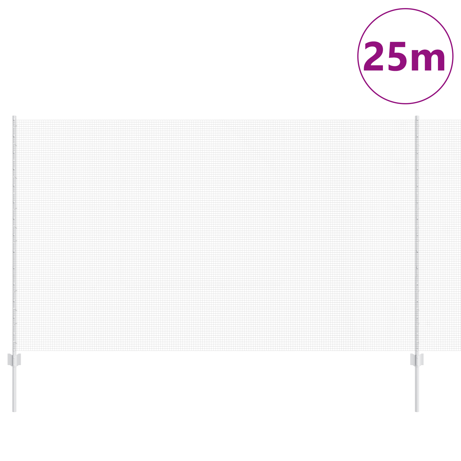 Welded Wire Fence with 22 U Posts Silver 1.4x25 m Steel - Image 3