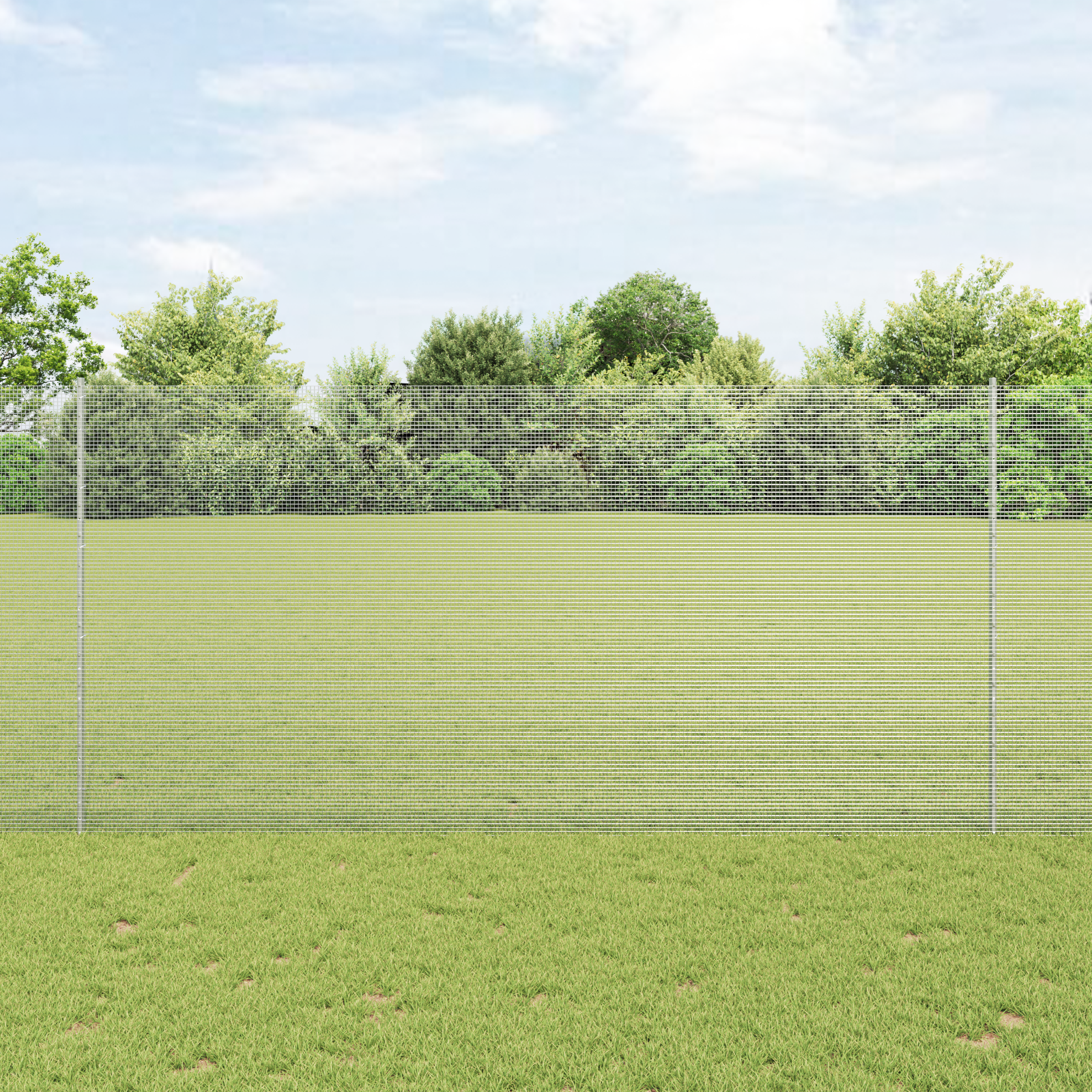 Welded Wire Fence with 22 U Posts Silver 1.5x25 m Steel