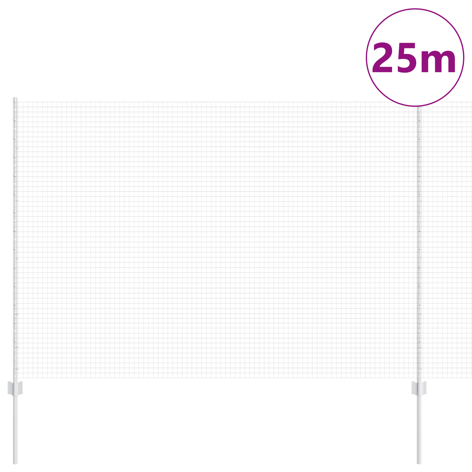 Welded Wire Fence with 22 U Posts Silver 1.6x25 m Steel - Image 3