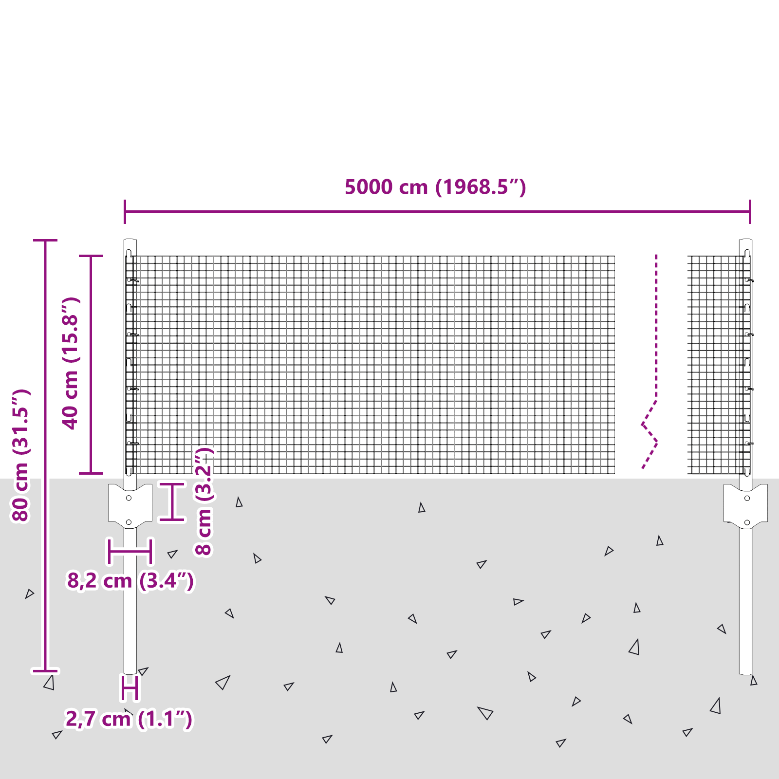 Welded Wire Fence with 22 U Posts Silver 0.4x50 m Steel - Image 8