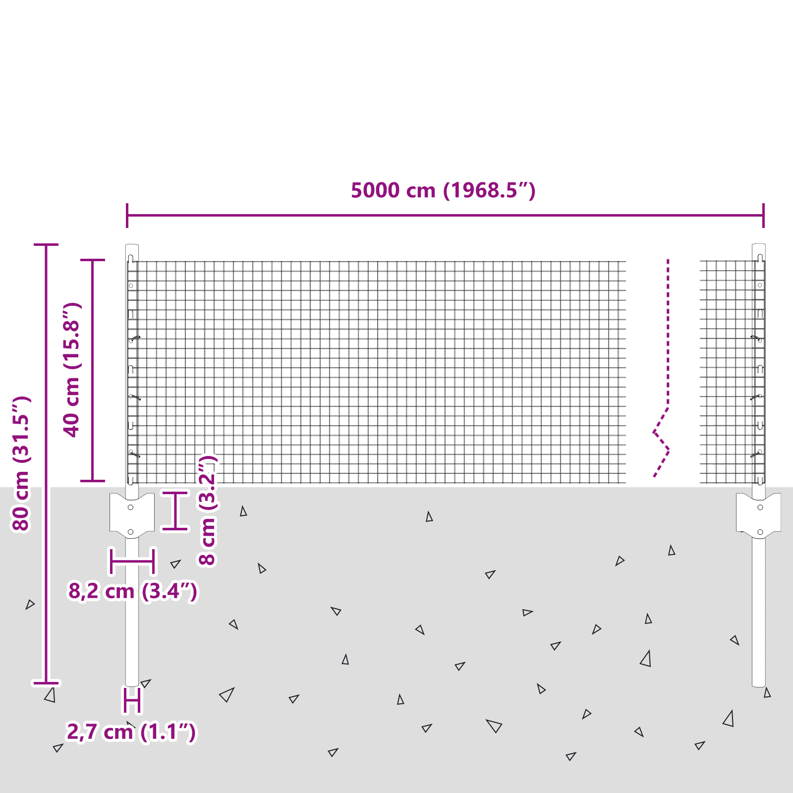 Welded Wire Fence with 22 U Posts Silver 0.4x50 m Steel - Image 10