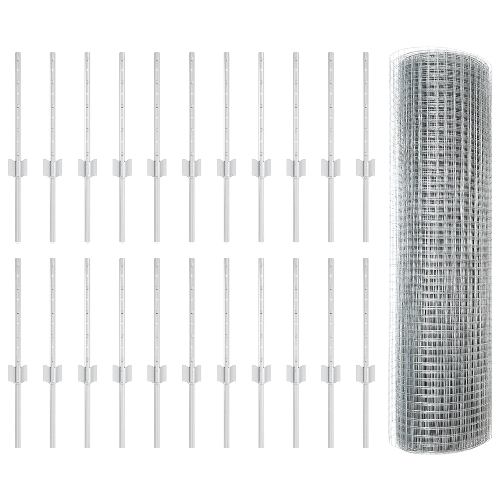 Welded Wire Fence with 22 U Posts Silver 0.4x50 m Steel - Image 4