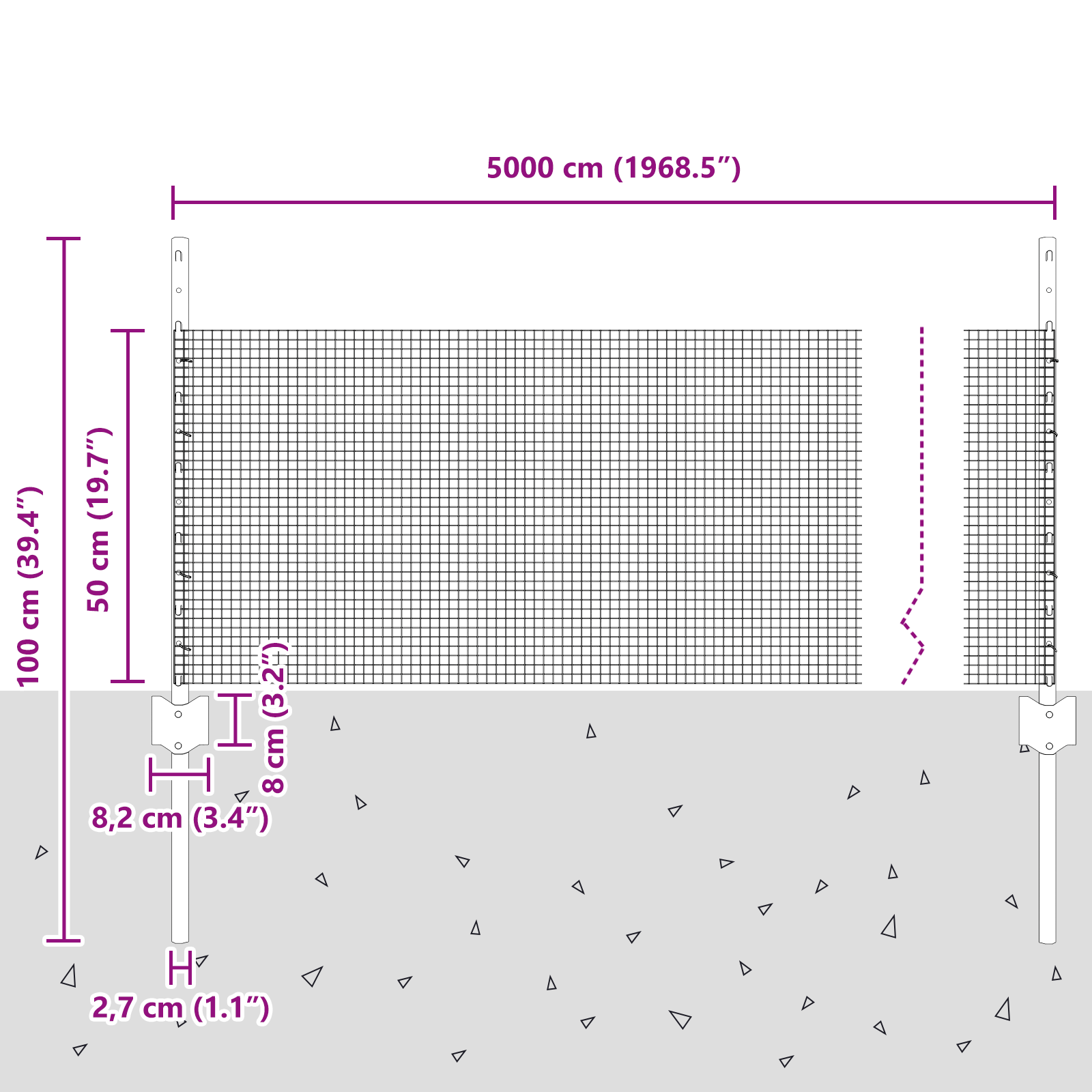 Welded Wire Fence with 22 U Posts Silver 0.5x50 m Steel - Image 10