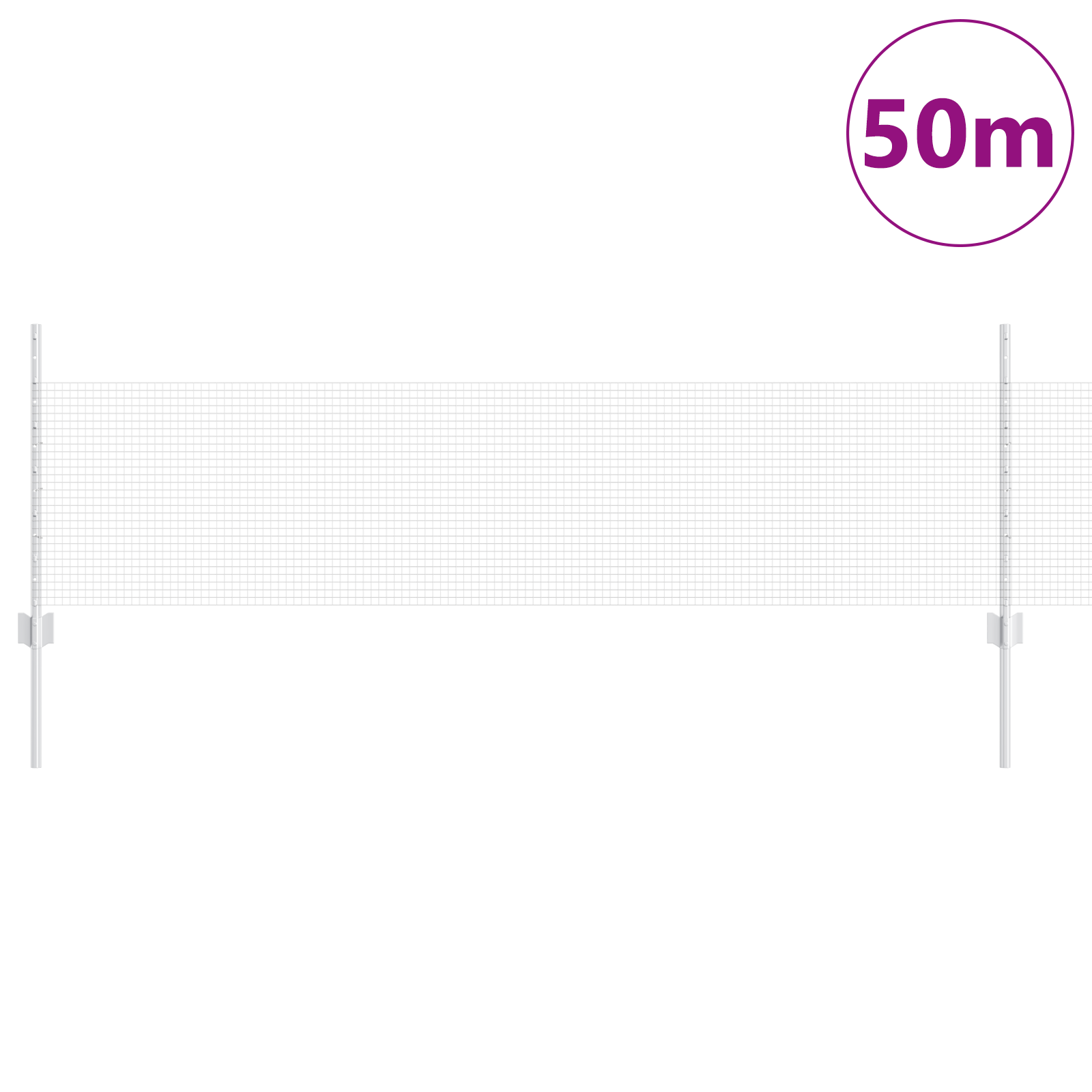 Welded Wire Fence with 22 U Posts Silver 0.5x50 m Steel - Image 3