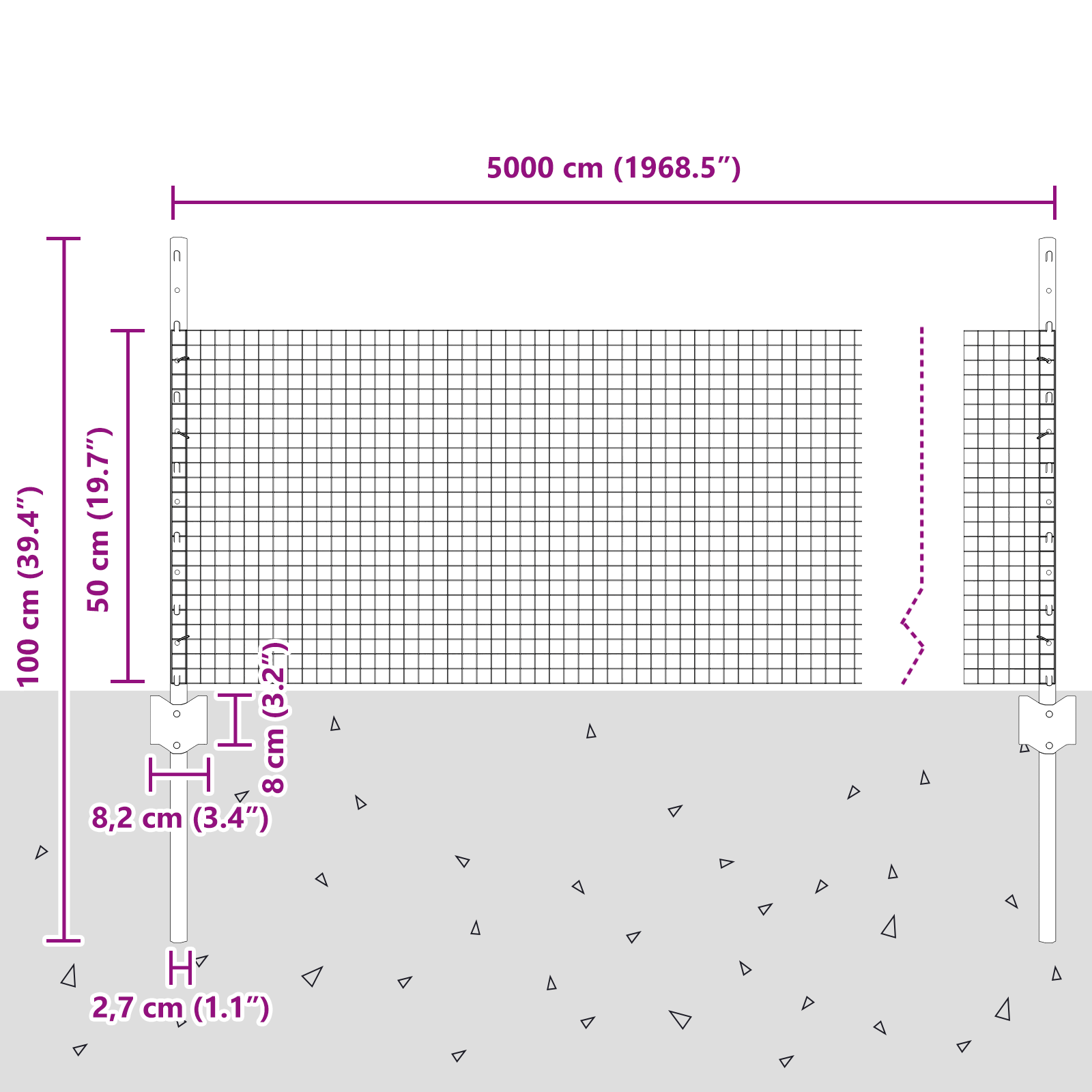 Welded Wire Fence with 22 U Posts Silver 0.5x50 m Steel - Image 10