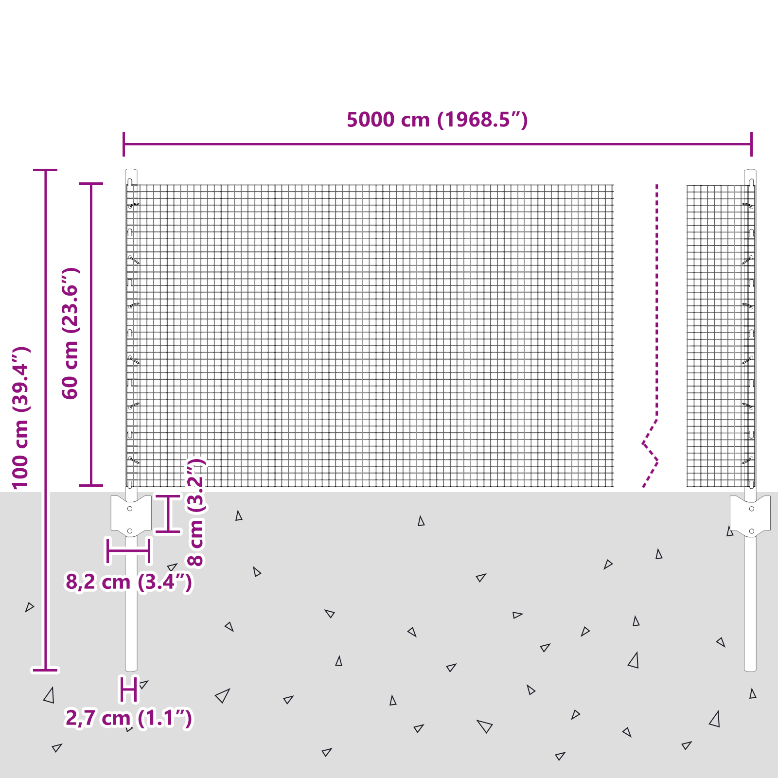 Welded Wire Fence with 22 U Posts Silver 0.6x50 m Steel - Image 10