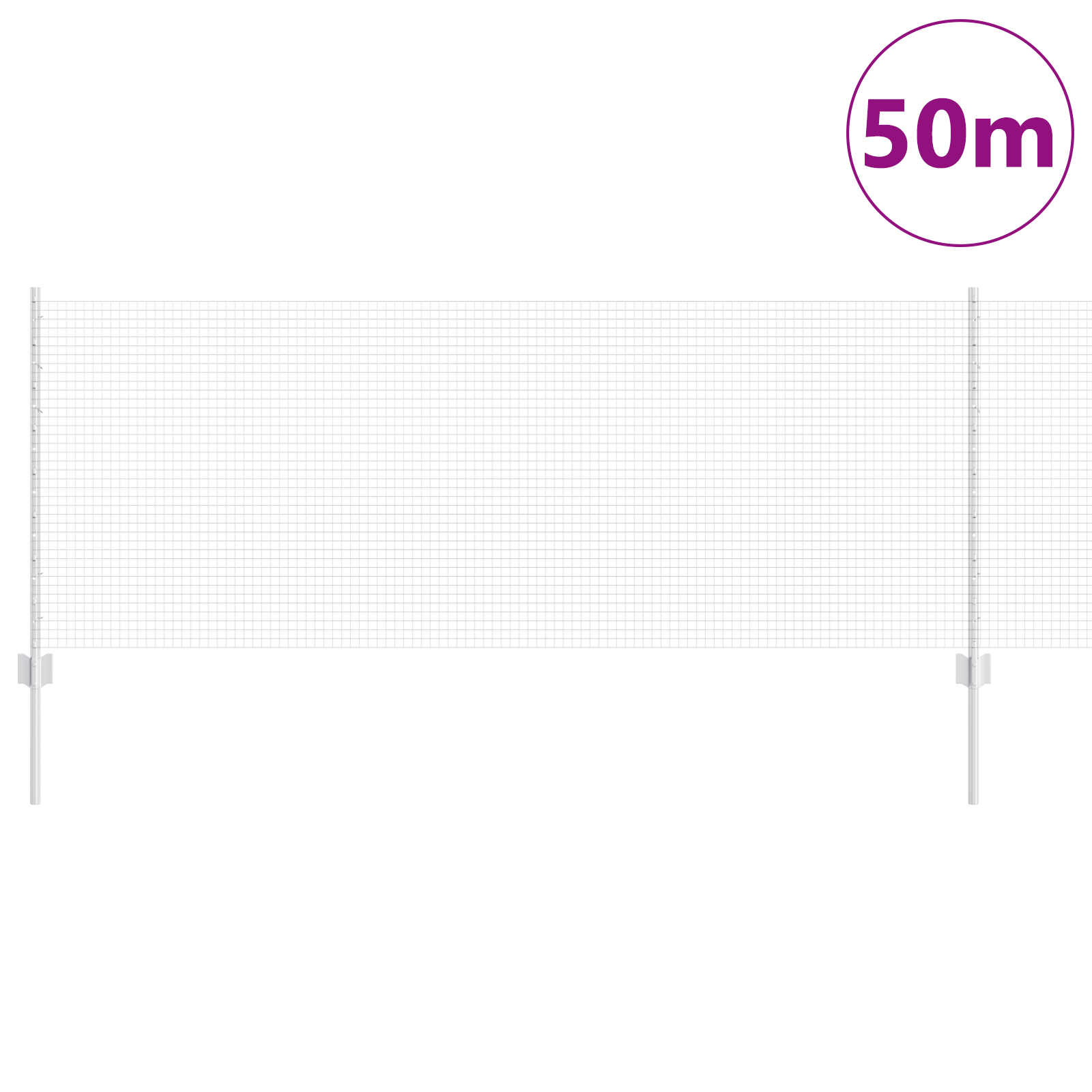 Welded Wire Fence with 22 U Posts Silver 0.8x50 m Steel - Image 3