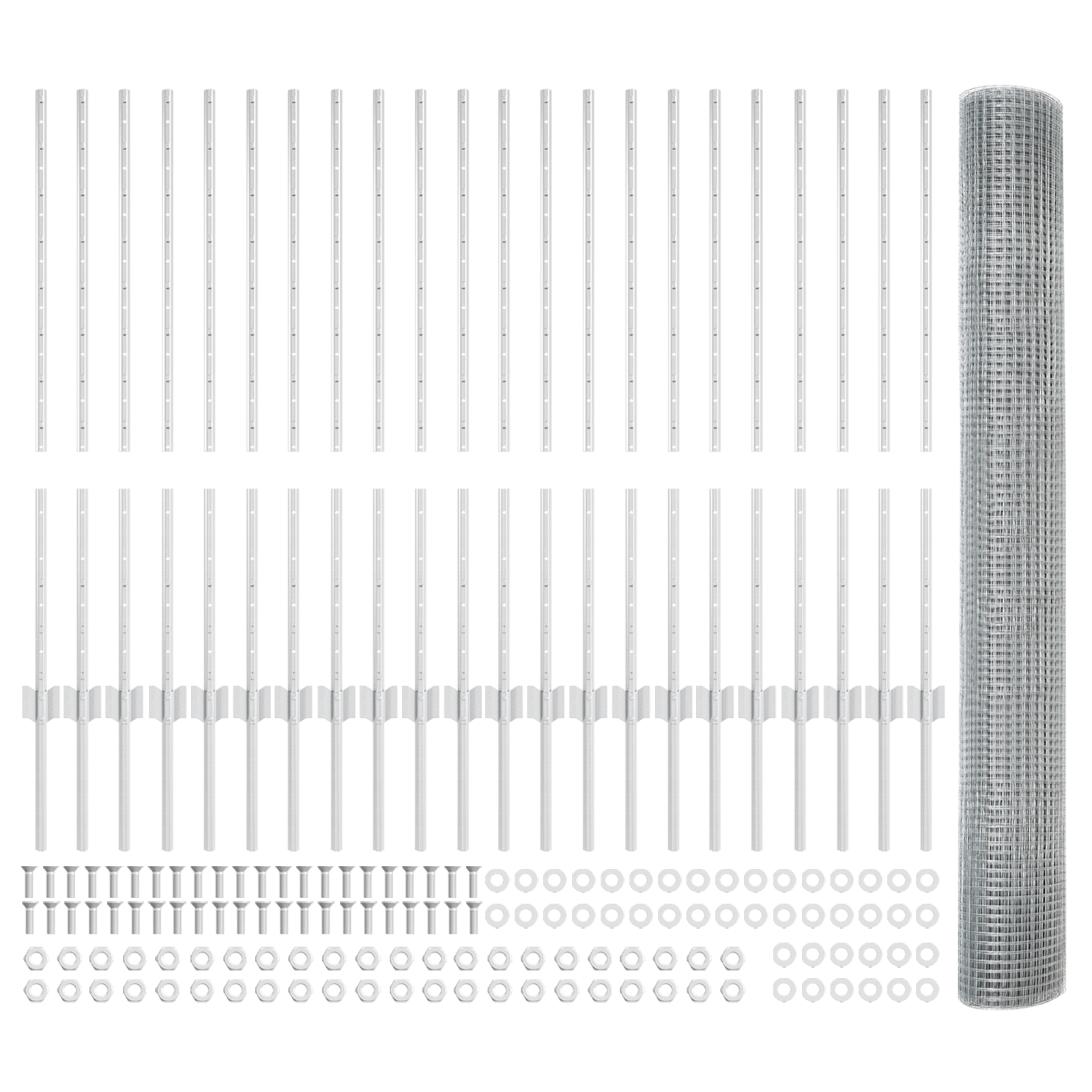 Welded Wire Fence with 44 U Posts Silver 1x50 m Steel - Image 4