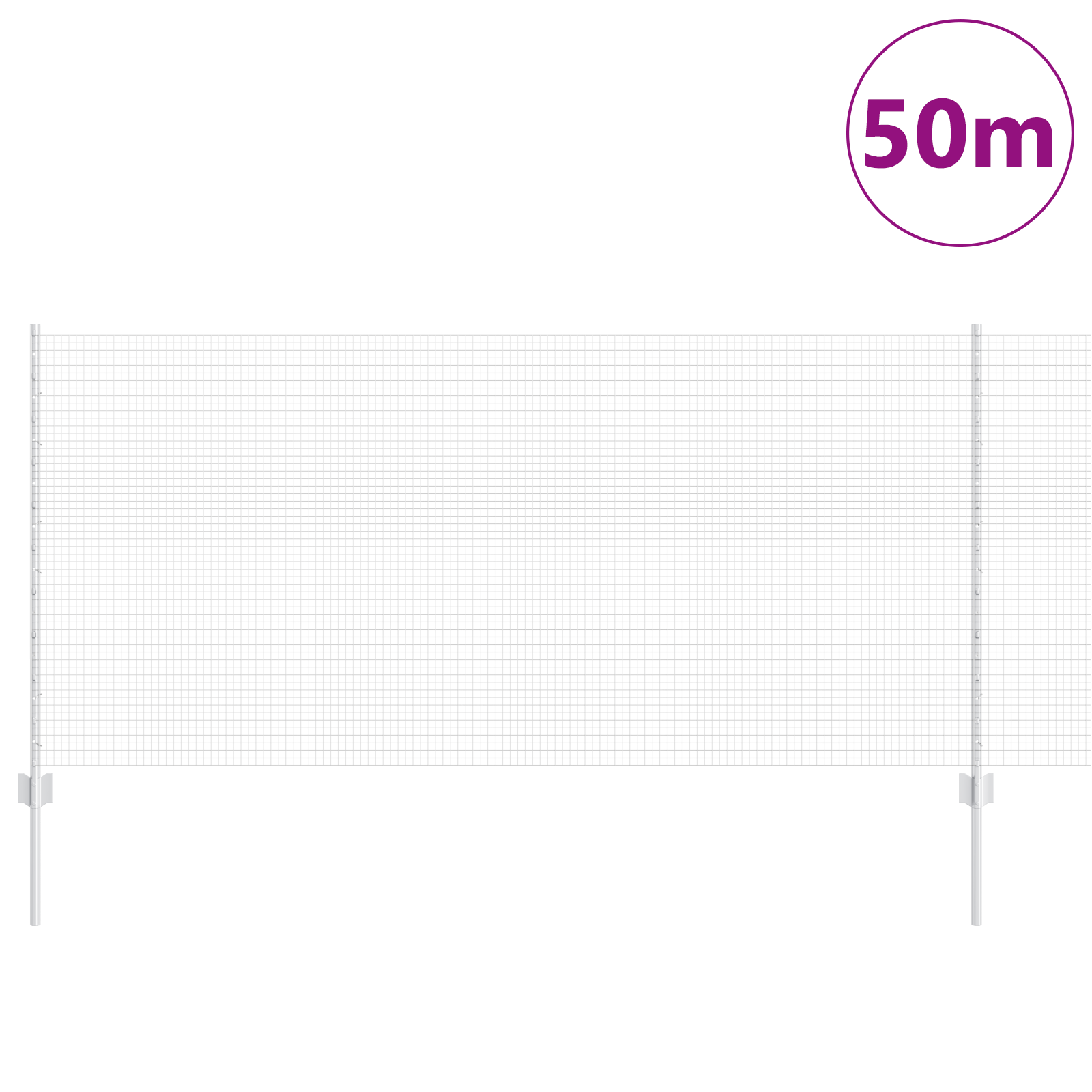 Welded Wire Fence with 44 U Posts Silver 1x50 m Steel - Image 3