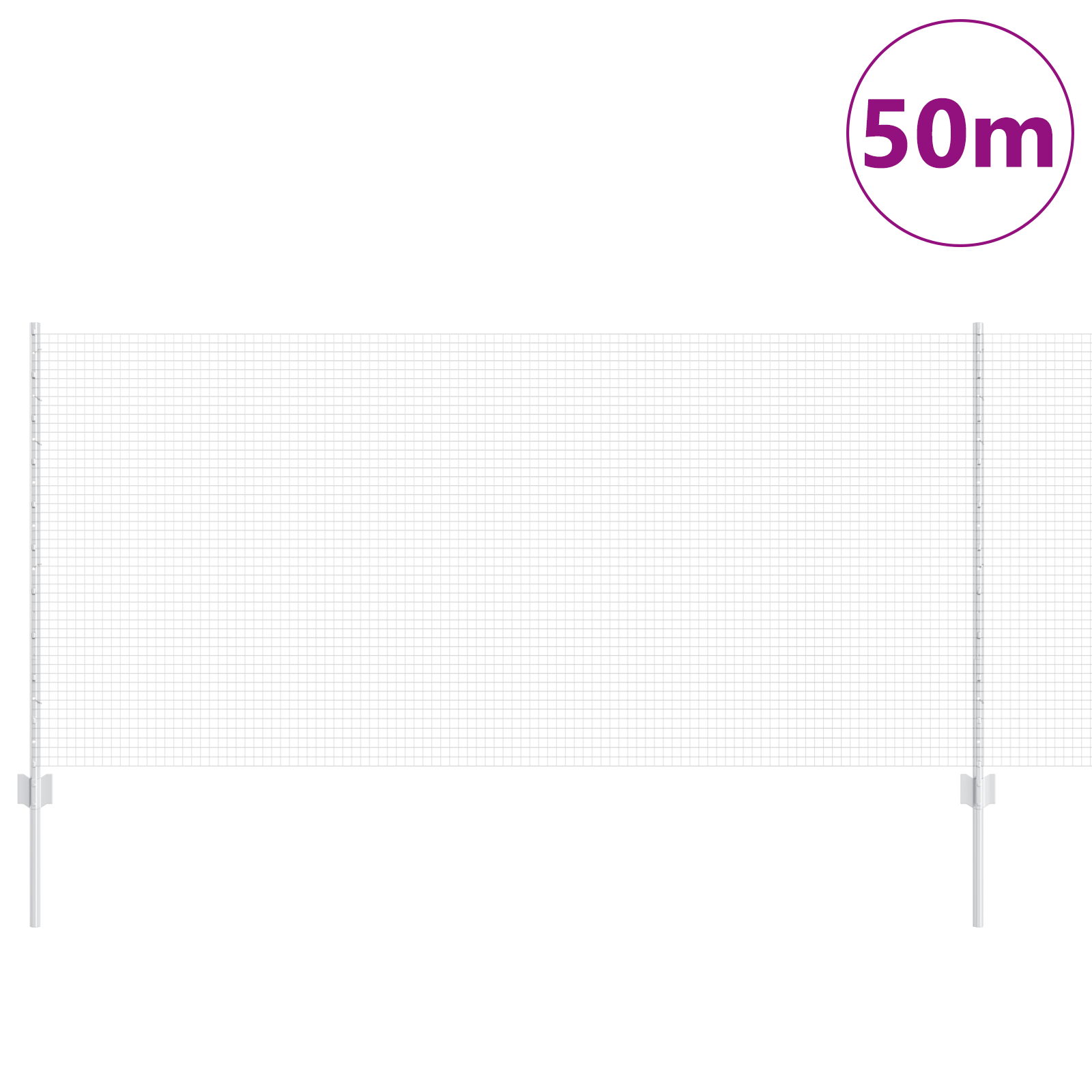 Welded Wire Fence with 44 U Posts Silver 1x50 m Steel - Image 3