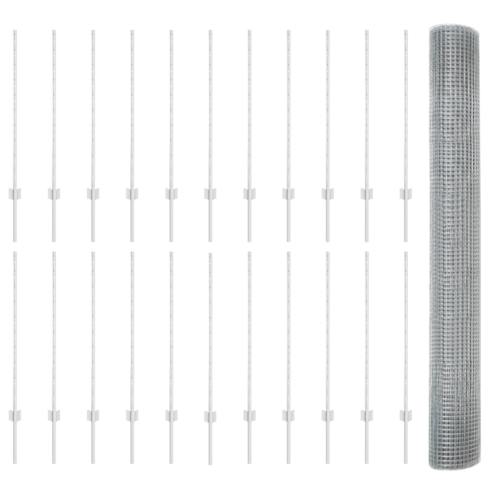 Welded Wire Fence with 44 U Posts Silver 1x50 m Steel - Image 5